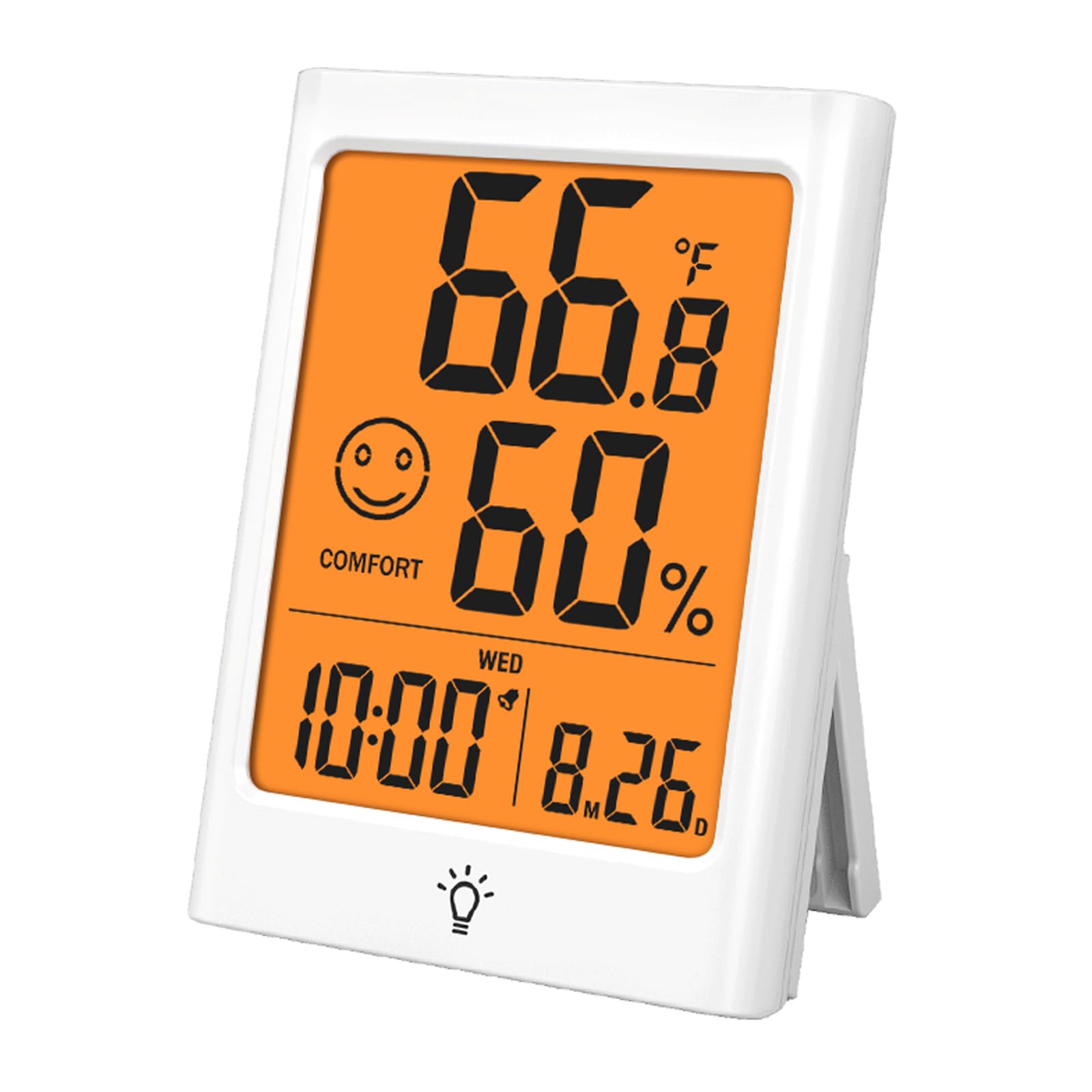 Timloon Digital Indoor Thermometer for Room, Smart Temperature Humidity Monitor with Backlight, Comfort Indicator, Max/Min Record, Time, Calendar, Alarm, degc/degf Switch for Bedroom, School