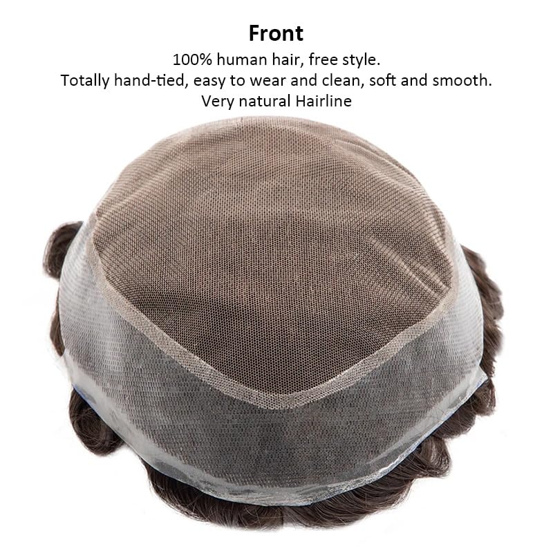 Miniatura 3 de Toupee - Pelucas de cabello humano para hombre, tupé europeo virgen, unidades de cabello humano ondulado, peluca para hombre, sistema de reemplazo