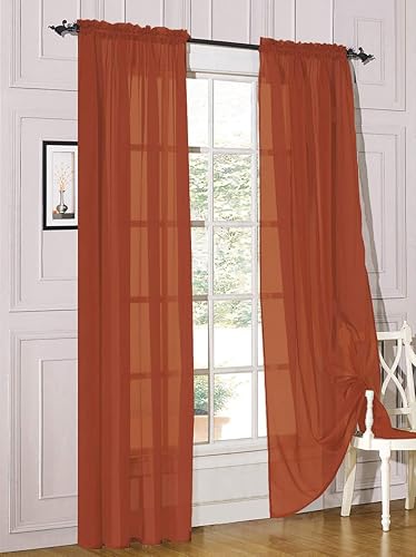 Juego de 2 cortinas de gasa transparente para ventana con barra de filtrado, disponible en una variedad de tamaños y colores