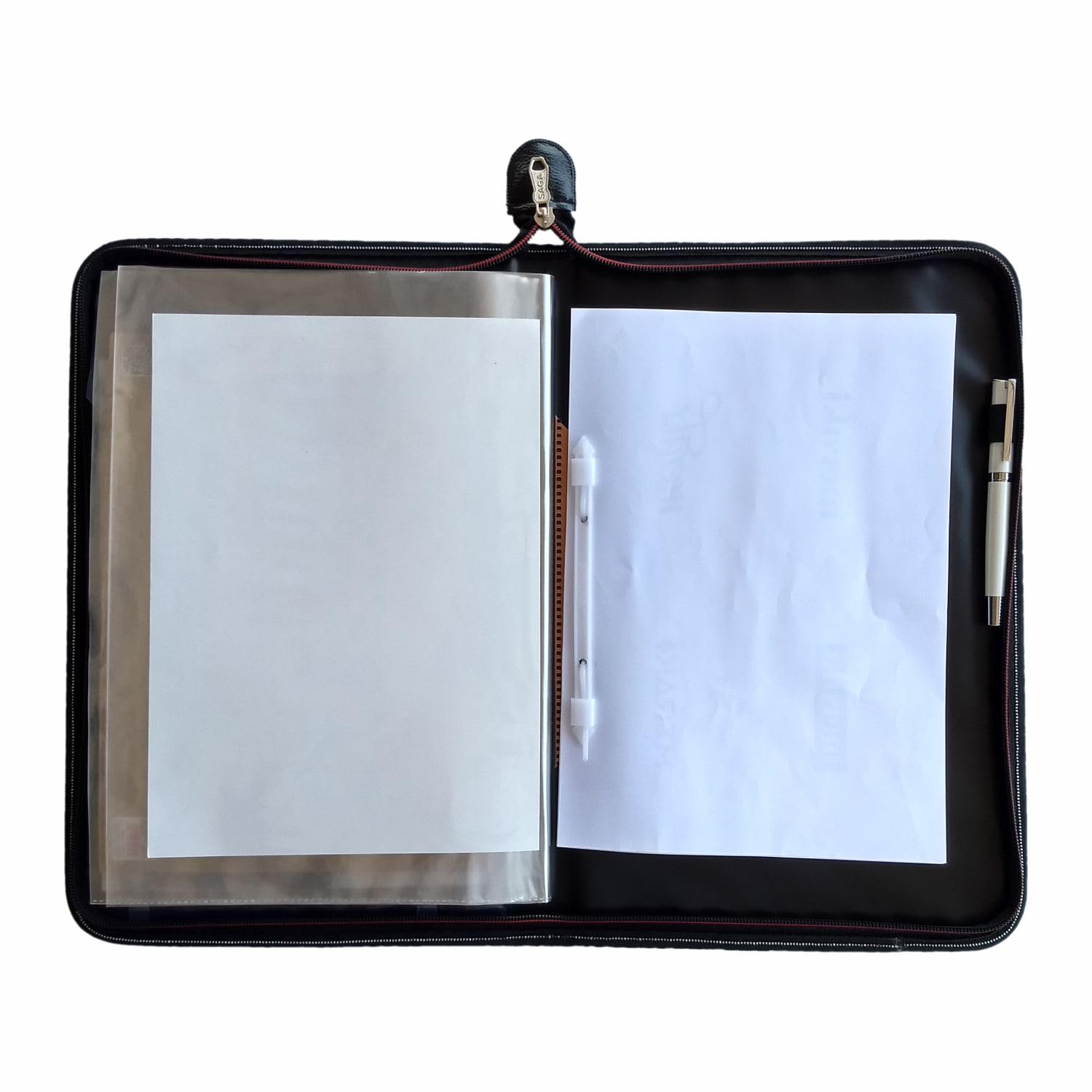 Anupam Chief - Carpeta de cadena multiusos | Carpeta con cremallera segura | Poket para almacenamiento | 40 sobres transparentes | Clip para archivar | Portalápices | para una fácil duplicación