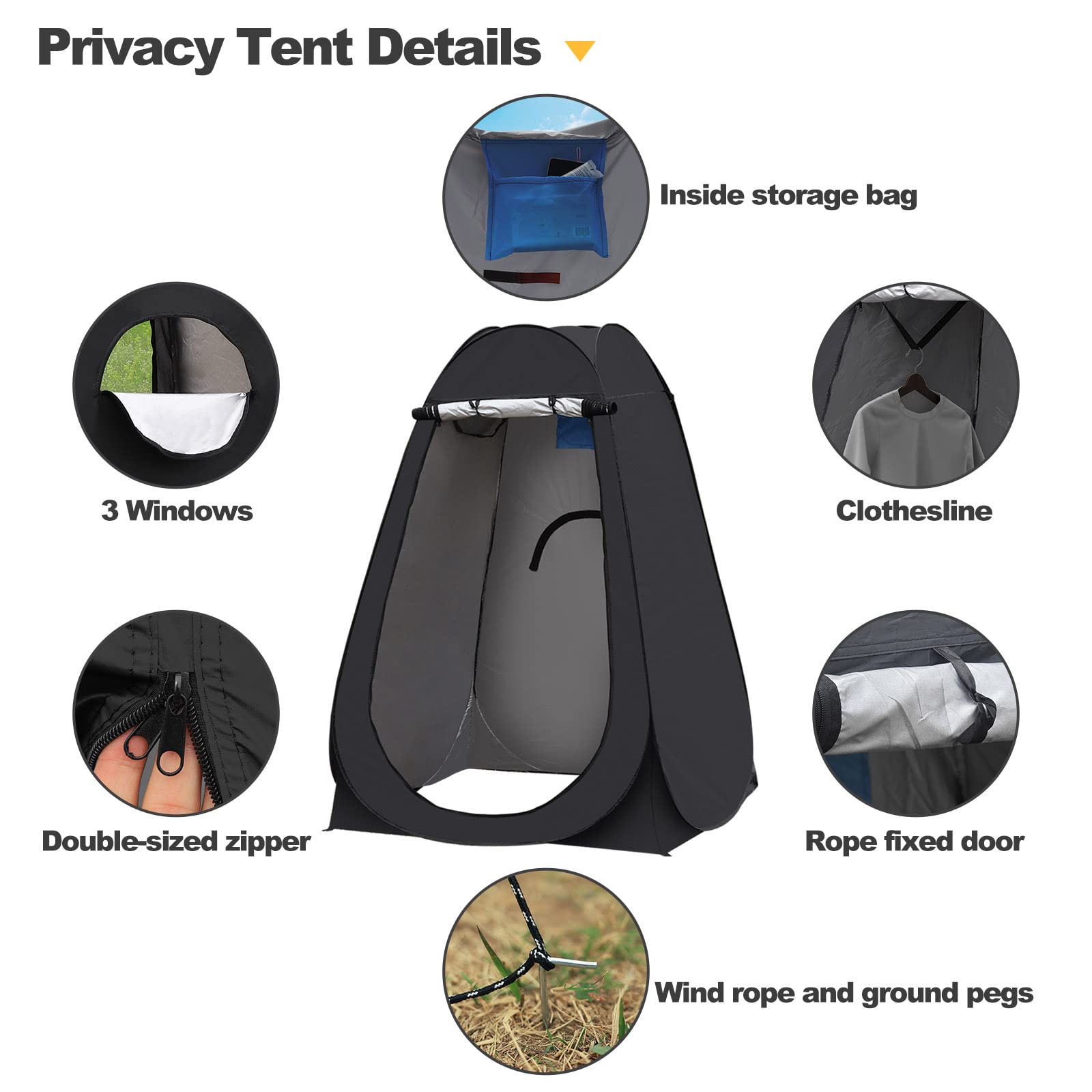 CLIPOP Tienda de campaña de inodoro portátil para ducha, impermeable, anti-UV, cambiante, para playa, pesca, senderismo, baño, al aire libre, con una bolsa de transporte