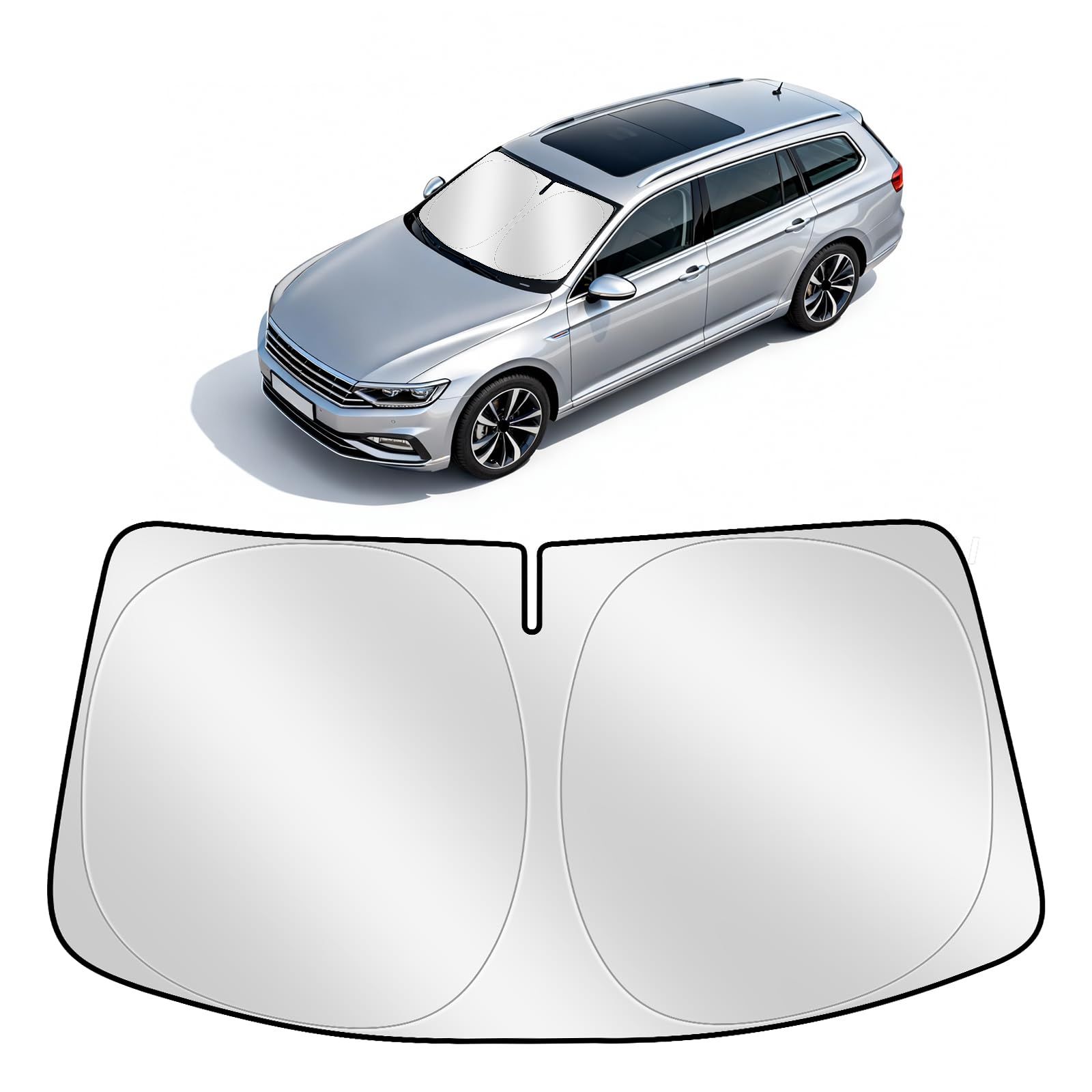 ZATOOTO Sonnenschutz Auto Frontscheibe Custom Fit für VW Passat B8 Variant 2015-2023, Faltbare, Verdickte Reflektierende Polyester Blockiert UV-Strahlen und Hält das Auto Kühler