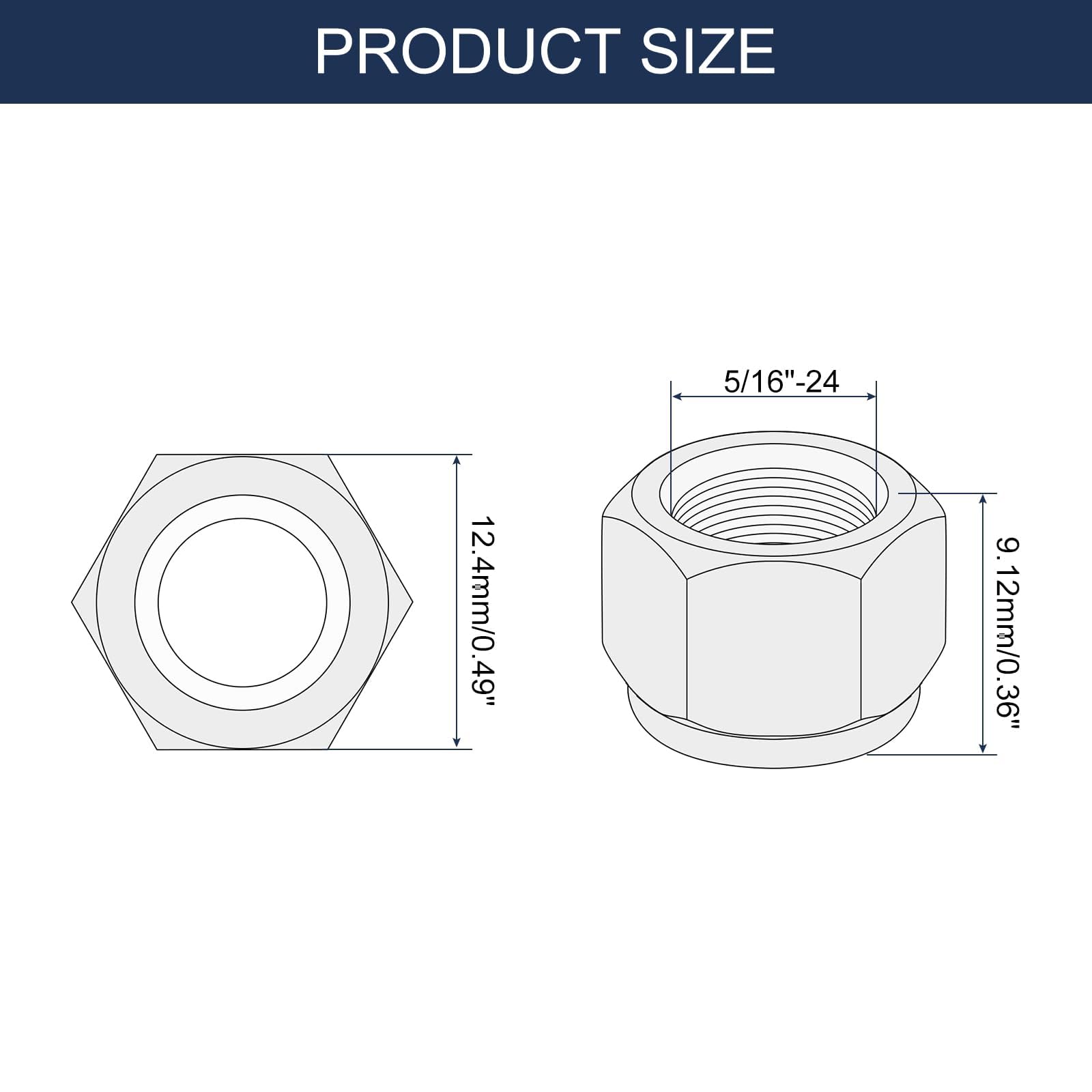 TA-VIGOR 10Pcs 5/16"-24 Nylon Hex Lock Nuts, 304 Stainless Steel Nylon Insert Self-locking Nuts - Image 2