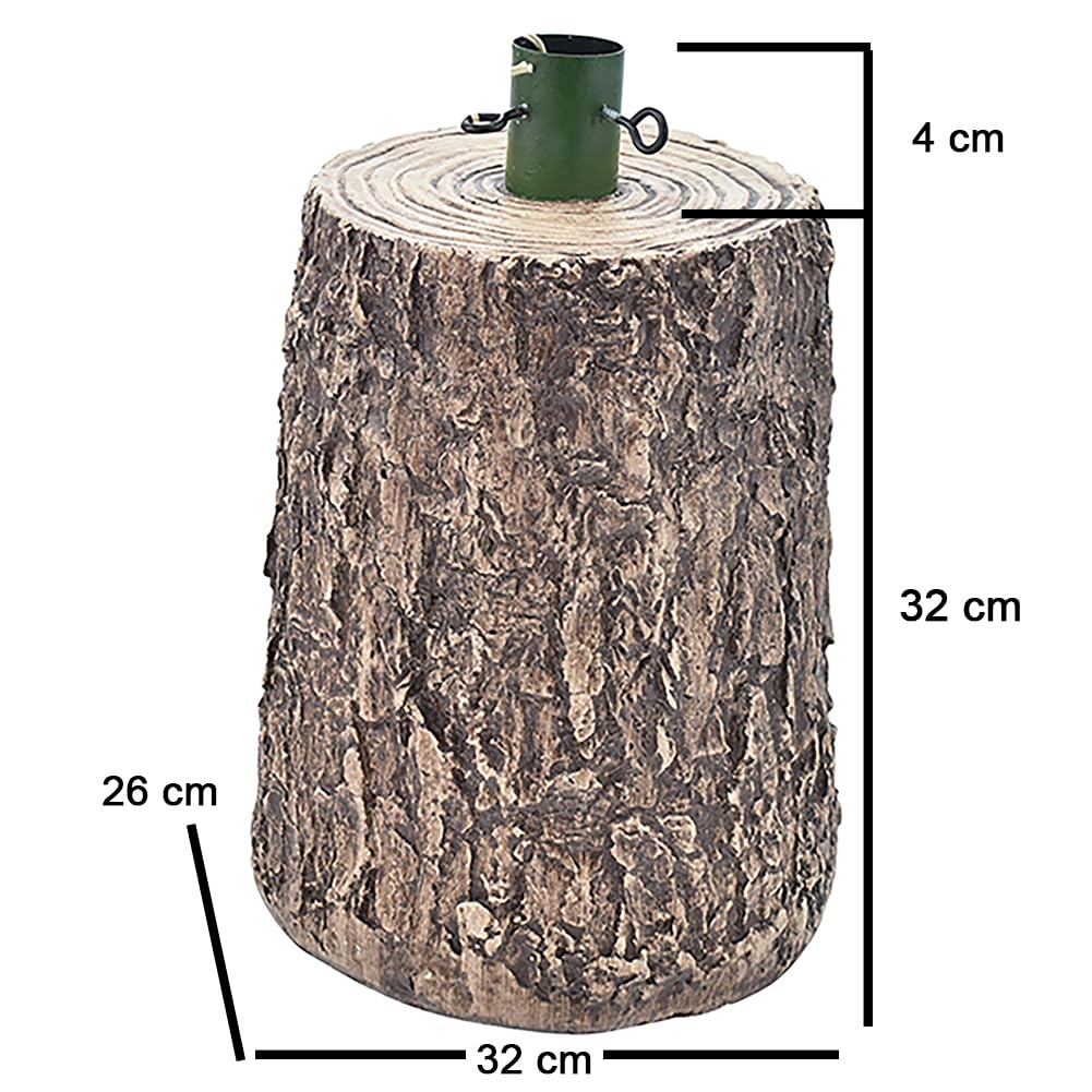 BAKAJI Base Supporto Albero di Natale in Resina, Tronco Realistico Natalizio, Riproduzione Fedele alla Realtà Solida Resistente, Addobbo Festivo Attacco Universale 40mm e Ganci per Adattamento (36 cm)
