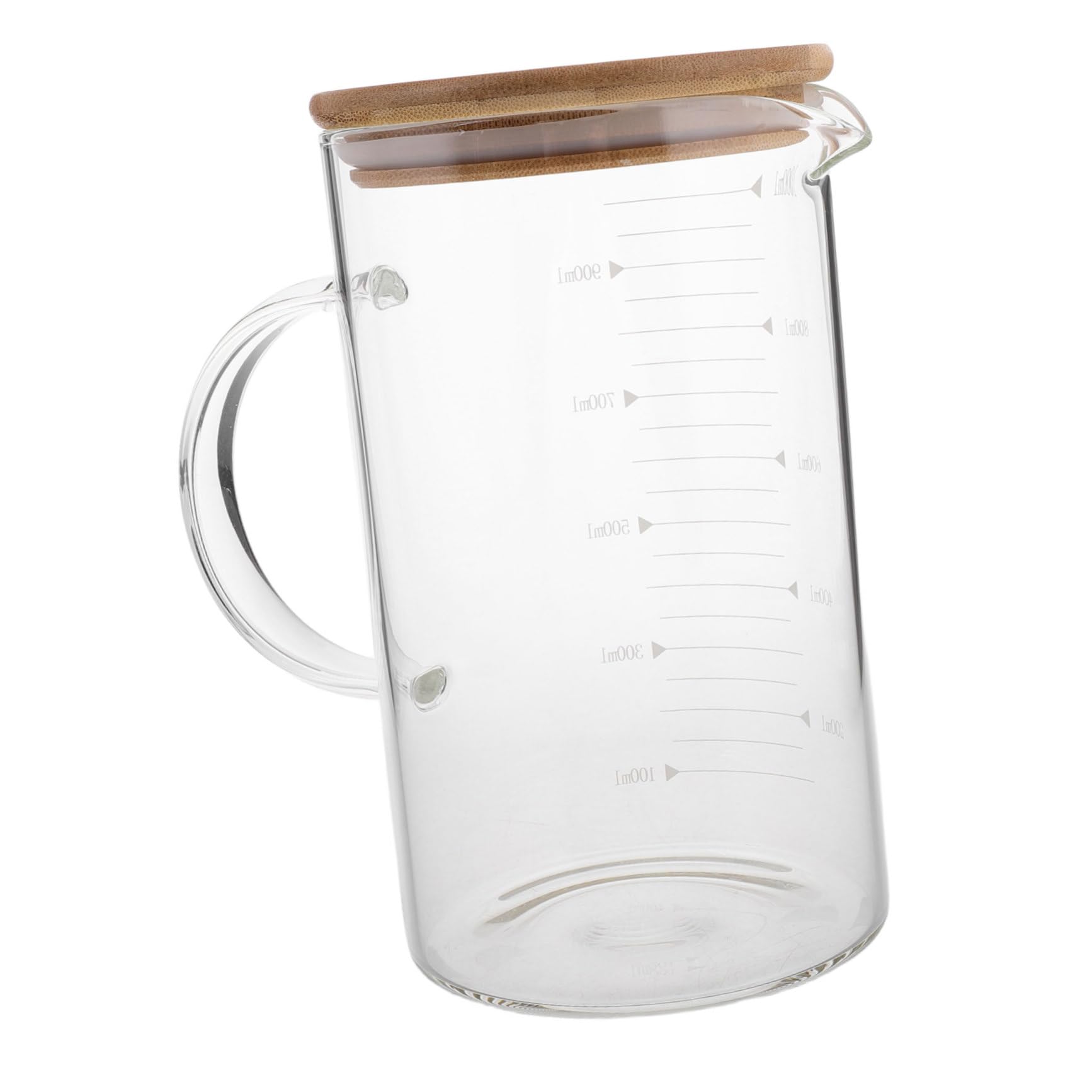 Verre Doseur en Verre 1000ml avec Couvercle et Poignée, Graduations Claires, Design Élégant, pour Usage Quotidien Cuisine