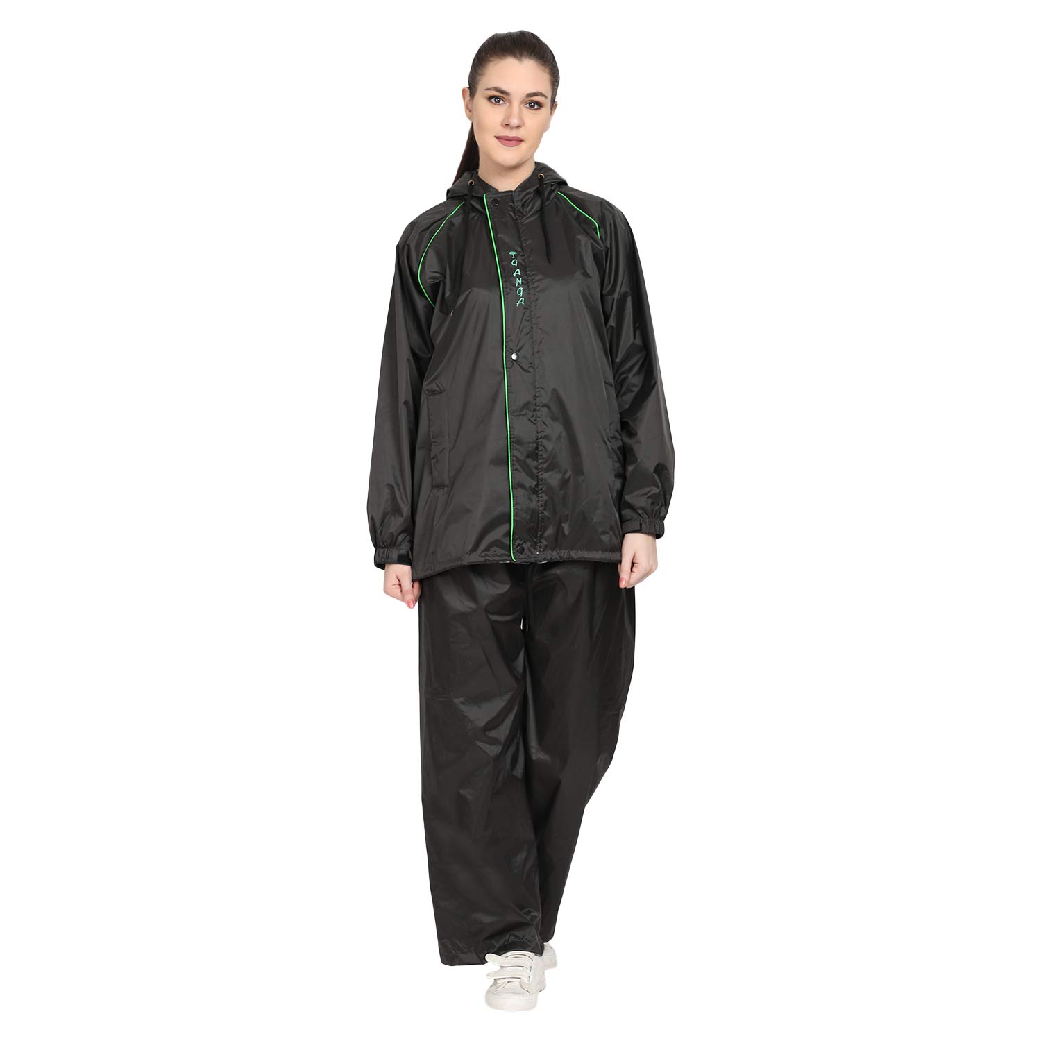 Men's & Women's Waterproof Raincoat with Pant (Gan-01_Black) (Pack of 1)