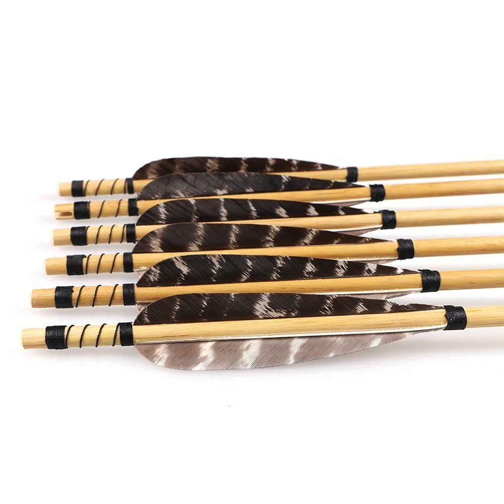 Lot De 6 Flèches Traditionnelles En Bois 80 Cm - Plume Naturelle - MAK - Chasse