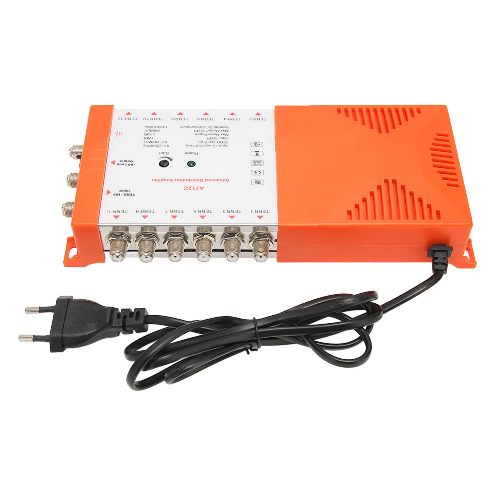 Splitter Ad Alto Guadagno per Amplificatore di Distribuzione a 12 con Indicatore LED per Home Theater 24x12x5 Cm Plastica
