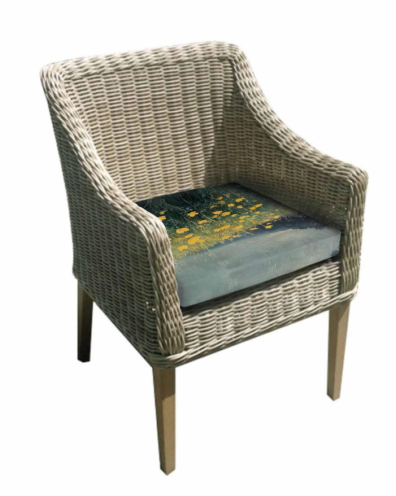 Yellow Spring Floral Outdoor Cushion Chair Cover Set of 4 - Waterproof Couch Seat Covers, Modern Oil Painting Green Botanical Patio Furniture Protector Cushions Slipcovers for Sofa/RV, 24