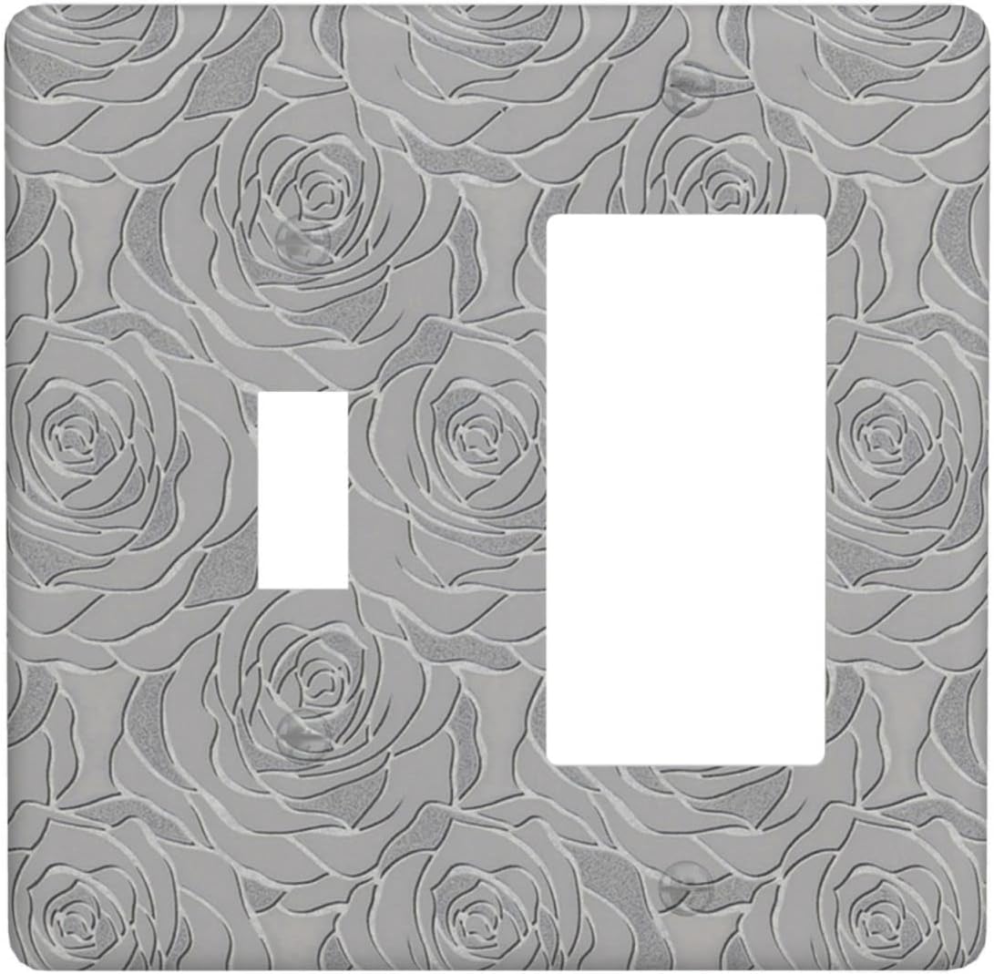 Grey Rose Light Switch Cover Wall Plate Receptacle Decorative