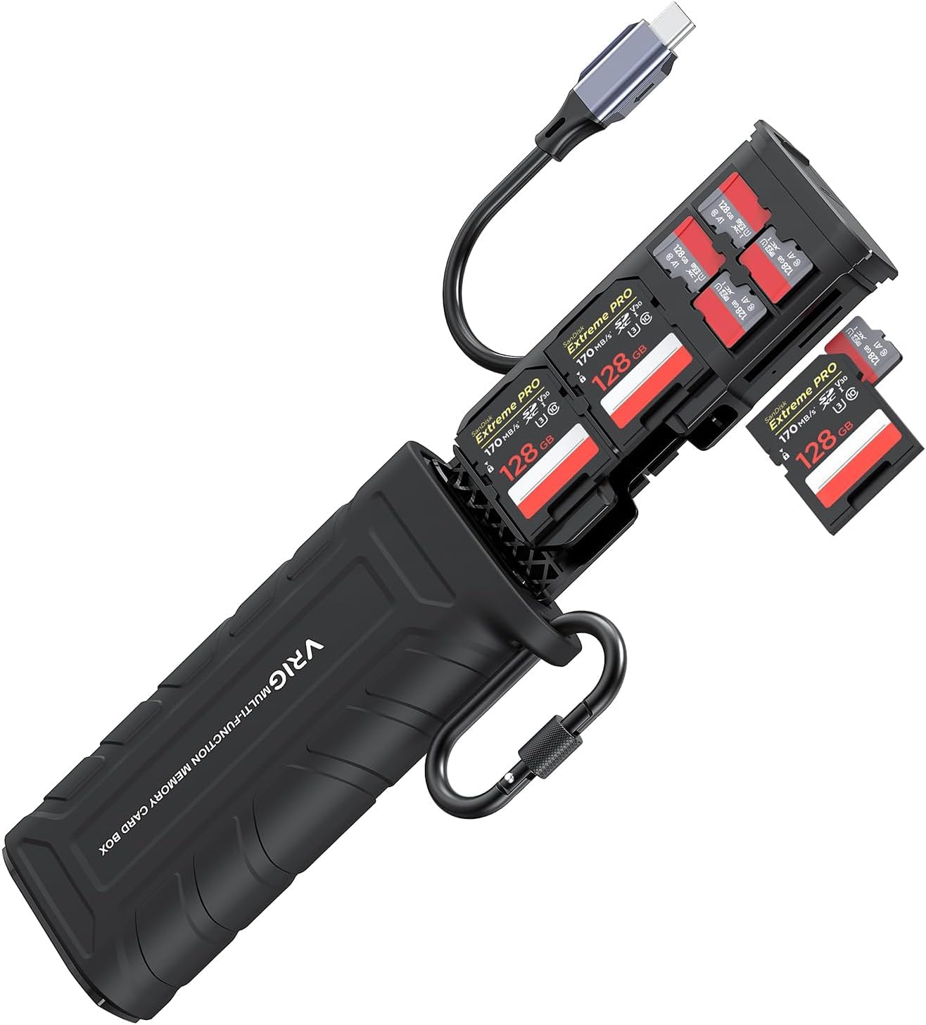 Yantralay x VRIG High-Speed SD Card Reader, 312MB/S USB 3.1 Type-C Dual Slots Micro SD/TF Card Carrying Case Holder for Cameras, Smartphones and Action Cameras Plug and Play.