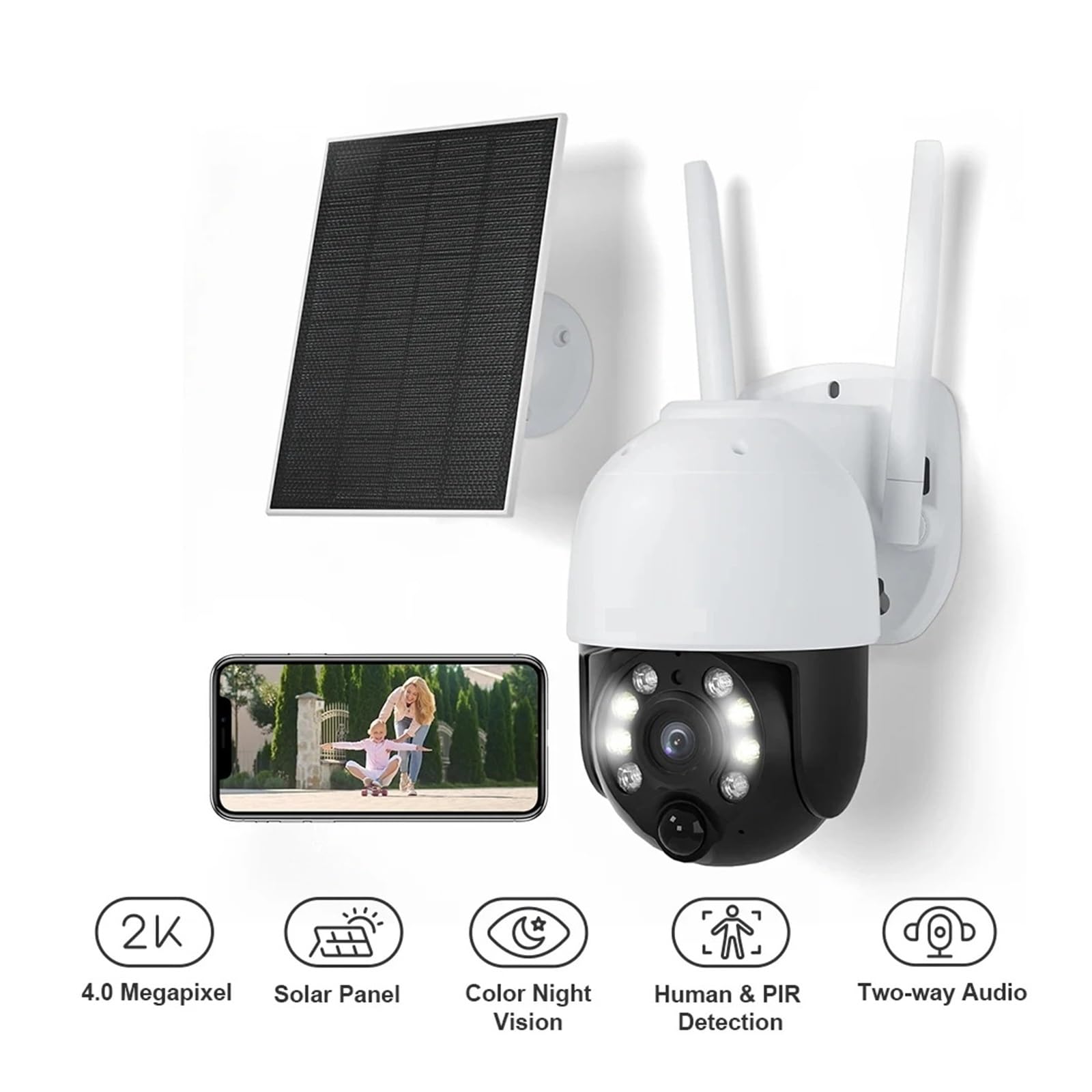 Telecamera di sicurezza WiFi solare da 4 MP 2K