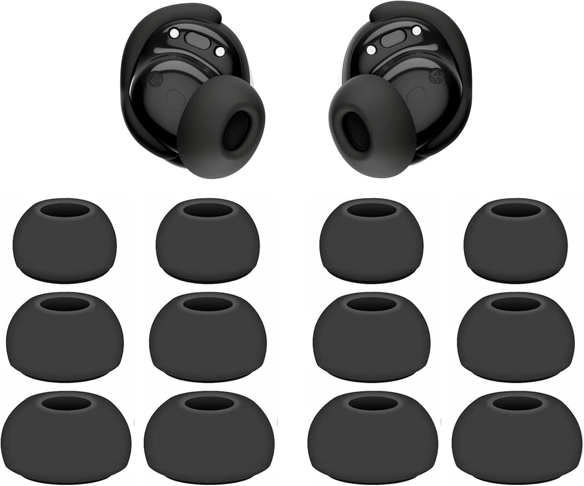 Replacement Earbuds Tips Silicone Ear Tips Compatible with Bose New QuietComfort Earbuds, Black, Earphones Eartips Earpads Ear Caps S/M/L 3 Size 6 Pairs,Black 803b