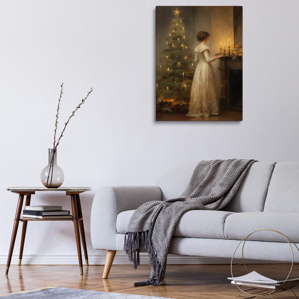 Vintage Christmas Tree Wall Art Canvas Print Victorian Christmas Holiday Wall Decor Winter Christmas Decoration 12x16 Unframed - View #11