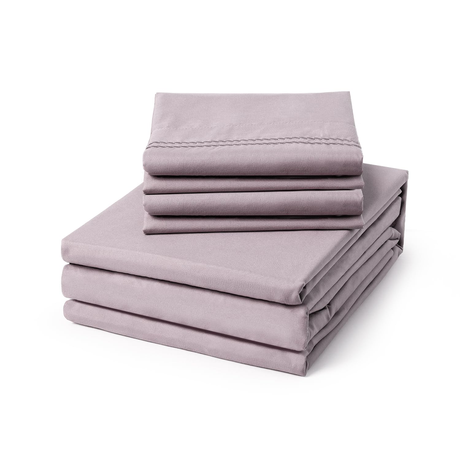 ClevaHome Queen Size Sheet Set - 6 Piece Soft Breathable Luxury Bed Sheet Set - Shrinkage & Fade Resistant Embroidered Bedding Sheet with Deep Pocket, 2 Extra Pillowcases (Queen, Purple Dove)