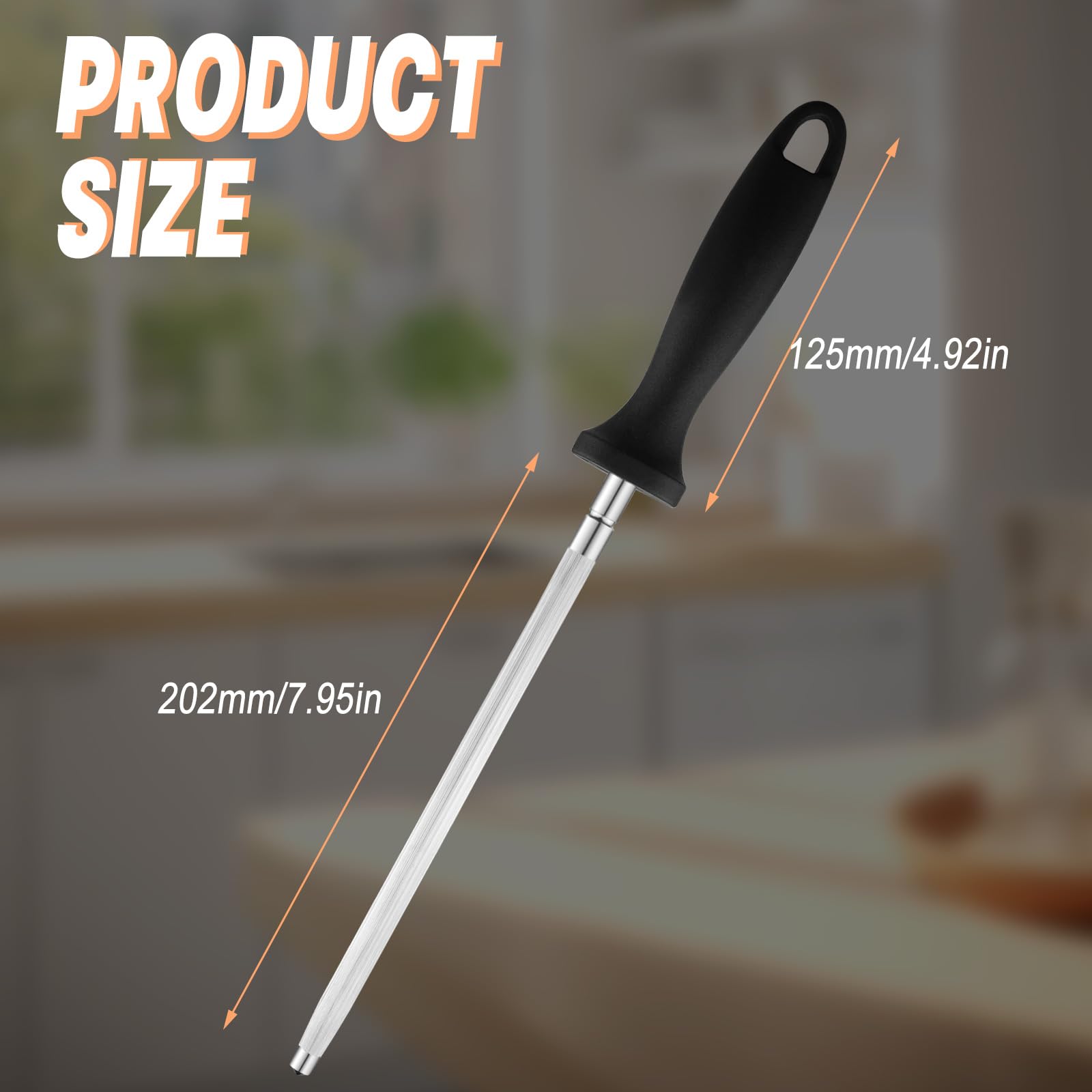Mumjooyi Affilacoltelli Asta per Affilare i Coltelli Affilacoltelli Professionale 8inch Affilatore di Coltelli per Cucina Knife Sharpener Acciarino Affilacoltelli (A)