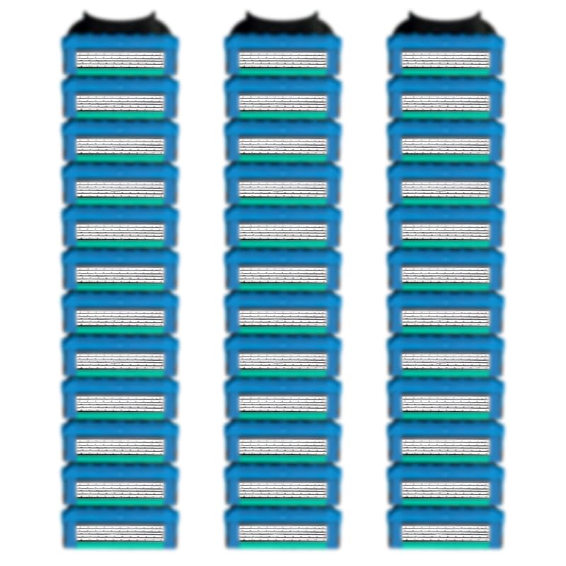 36 Blades Replacement Parts for GL-Fusion 5 Style Razors (Blue-Green), Wet Razors Men's Blades Value Packs