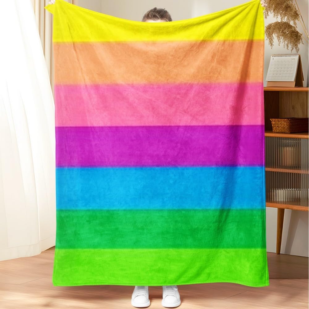 Koc do mieszkania, tęcza, miękki puszysty pluszowy koc, flanelowy, polarowy, przyjazny dla skóry, przytulny koc dla dzieci, na sofę, podróż, 135 x 200 cm (01, 220 x 240 m)