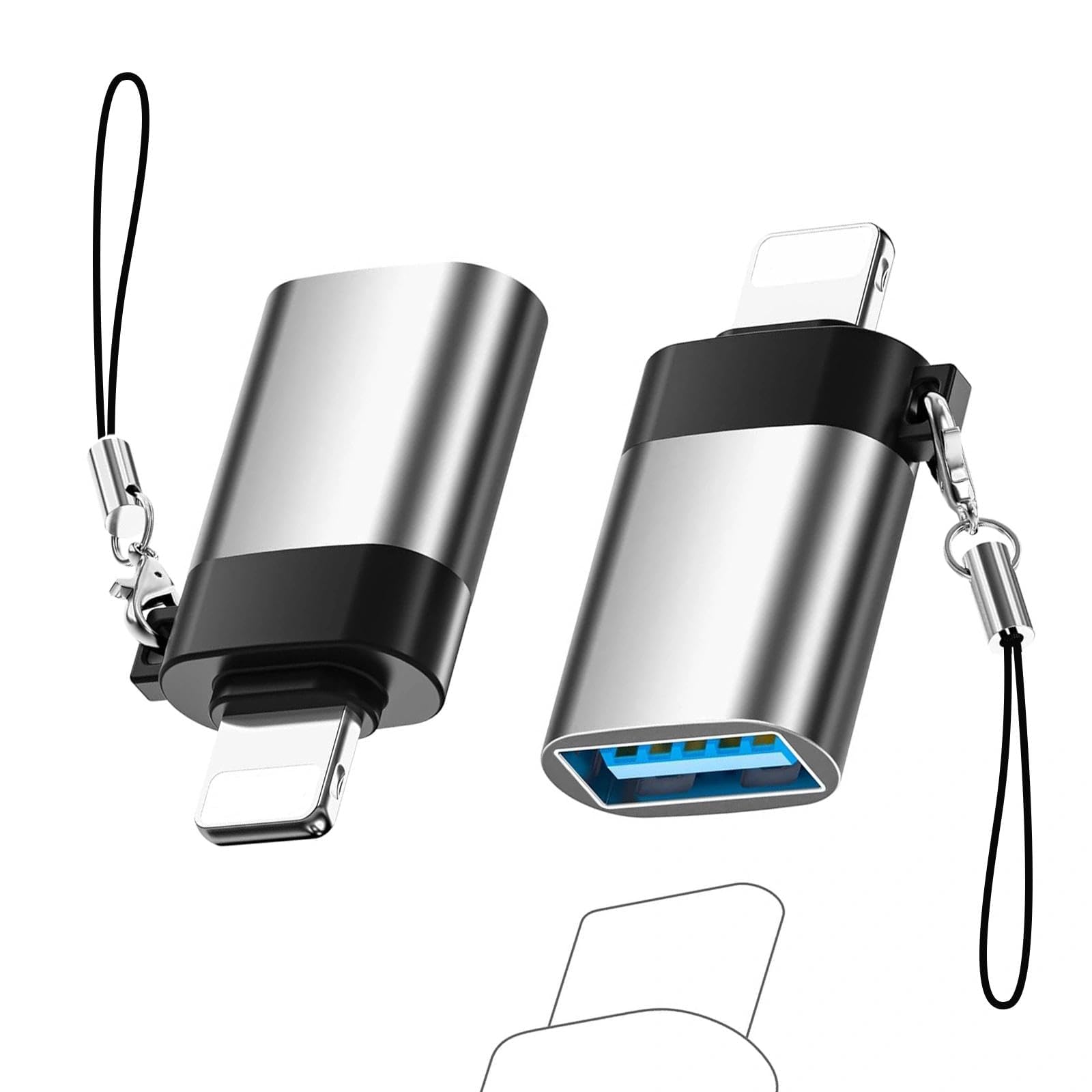 Adattatore USB a Lightning,2pcs USB Femmina Jack Cavi per Apple Maschio Spinotto Convertitore USB Cavo Presa Accessori 3.0 OTG Camera Adapter Supporta Hub, Mouse, Tastiera, Lettore di Schede