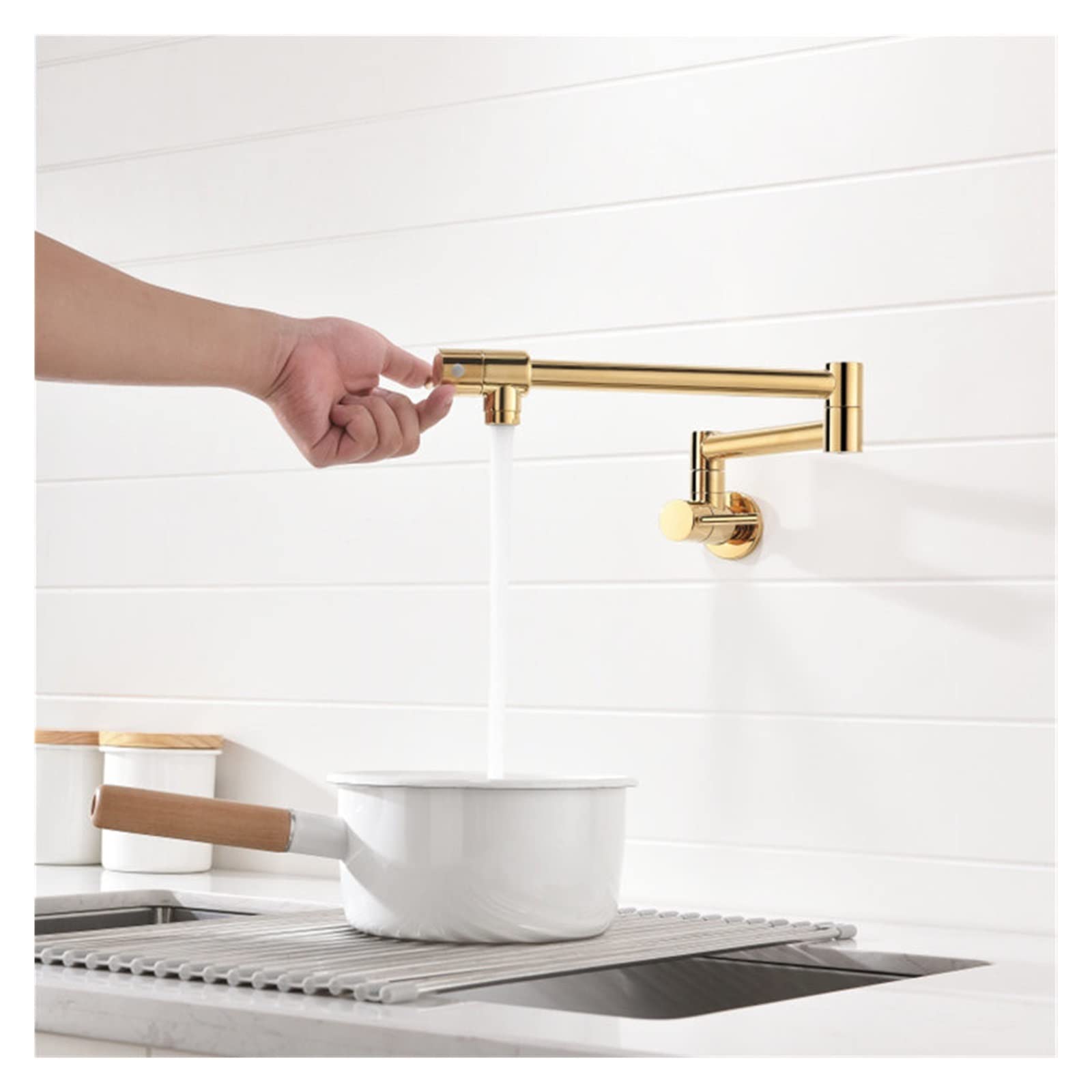 Fregadero de la cocina grifo pared latón del fregadero fría rotación plegable plegamiento dorado/cromado,Durabilidad(Chrome)