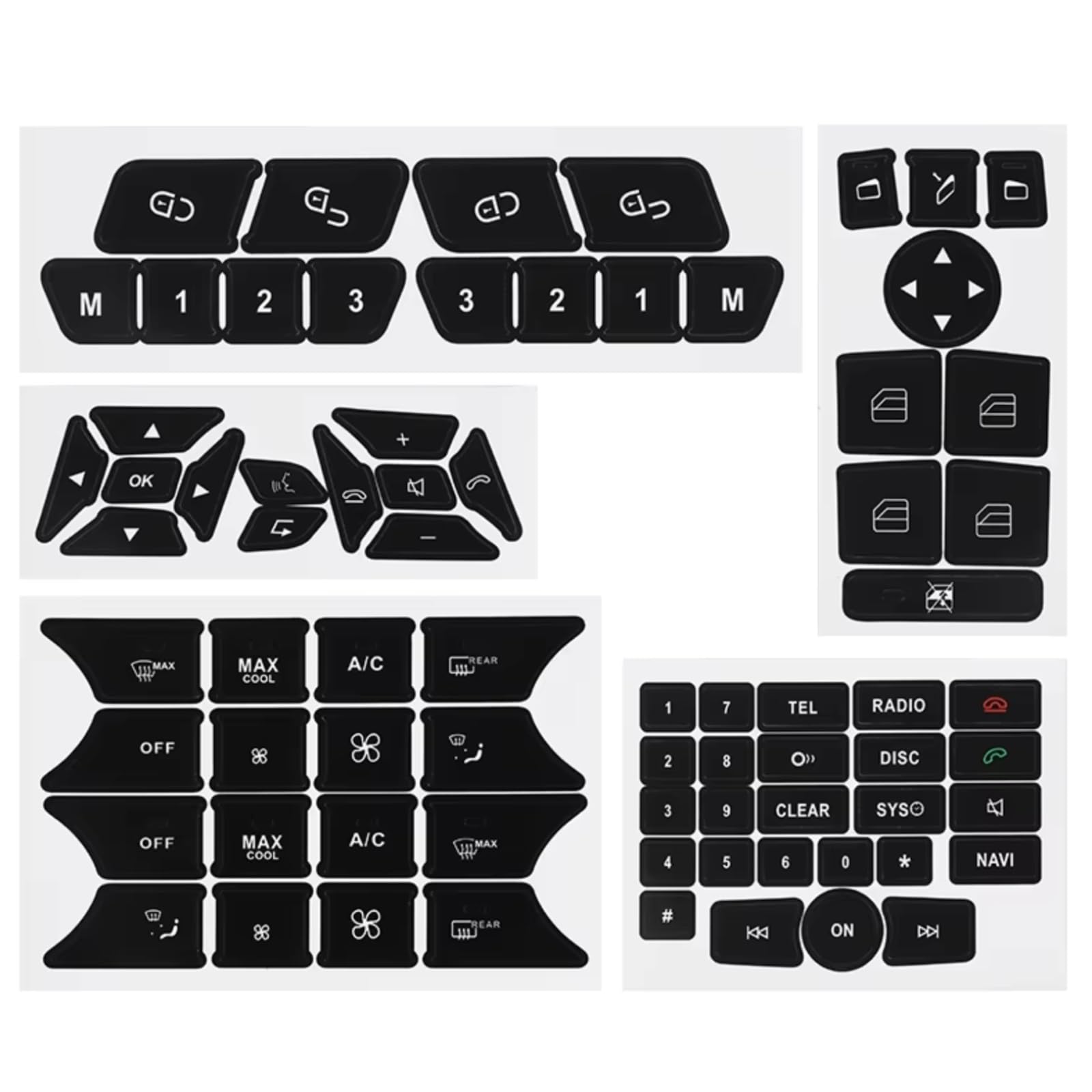 Interior Button Stickers Compatible with Benz for GLK Class for X204 Car Button Repair Stickers Modification Accessories