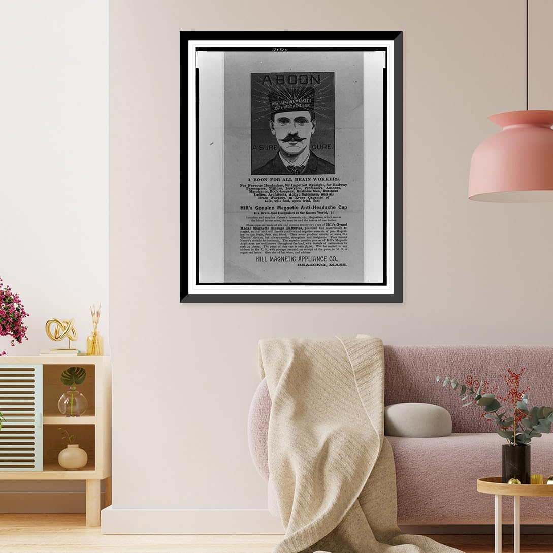 Historic Framed Print, A boon. Hill's genuine magnetic anti-headache cap. A sure cure - 2, 17-7/8" x 21-7/8"