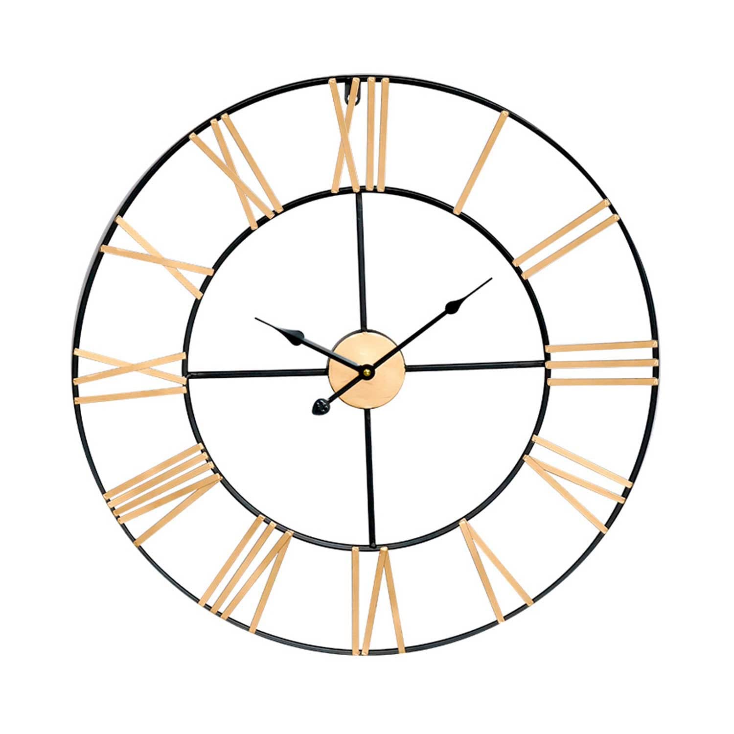 THINIA HOME Reloj de Pared Vintage Negro/​Bronce Ø60cm