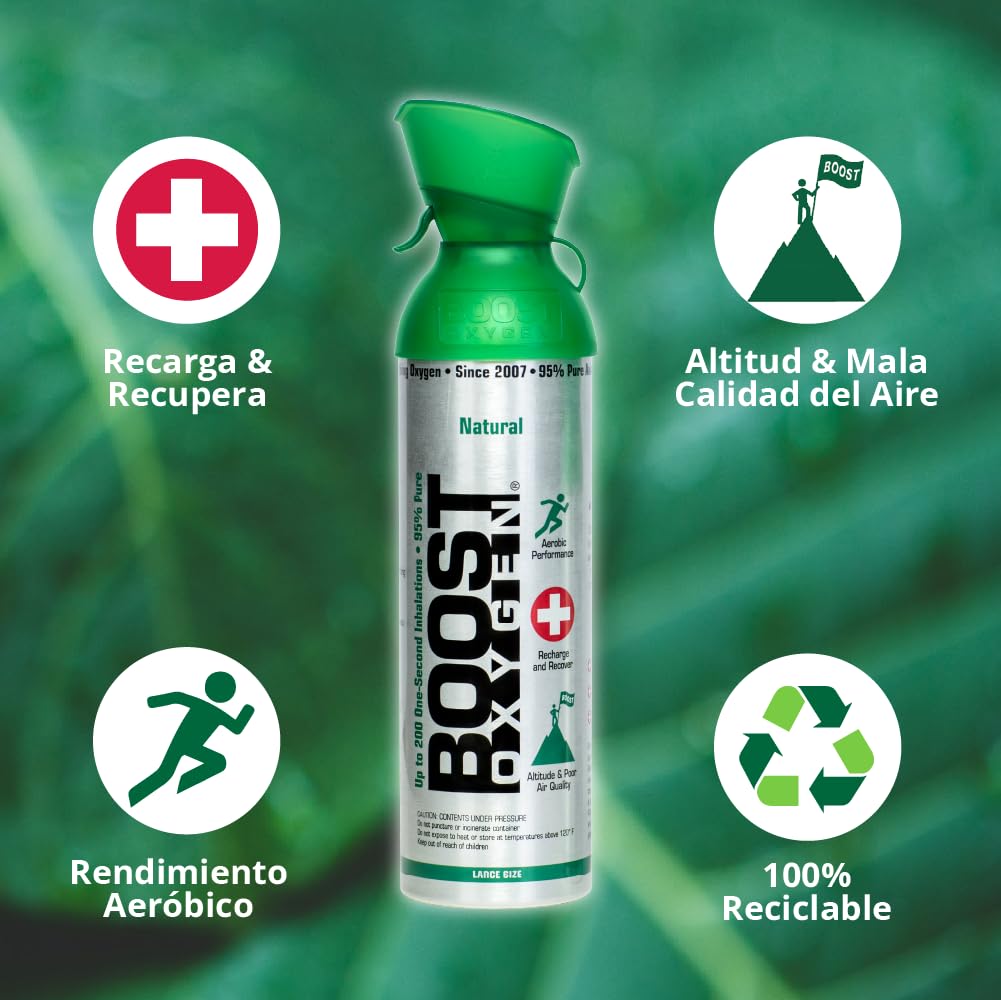 Boost Oxygen Grande Aroma Natural 9L Bote | Soporte Respiratorio para Recuperación Aeróbica, Altitud, Rendimiento & Salud (Pack de 1)