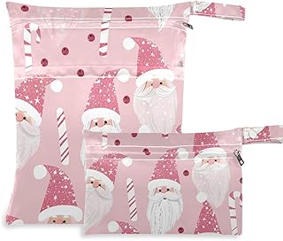 EtherSpher Paquete de 2 bolsas lavables y secas de Papá Noel con asas para gimnasio, piscina, color rosa