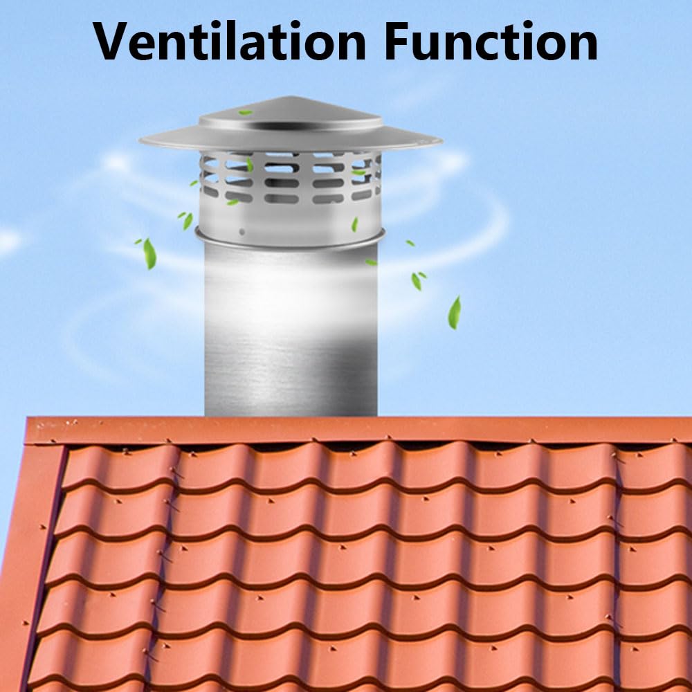 Copertura per canna fumaria, griglia di protezione in acciaio inox, copertura di ventilazione per proteggere da pioggia, polvere, sporco e neve (300 mm/11,81 pollici)