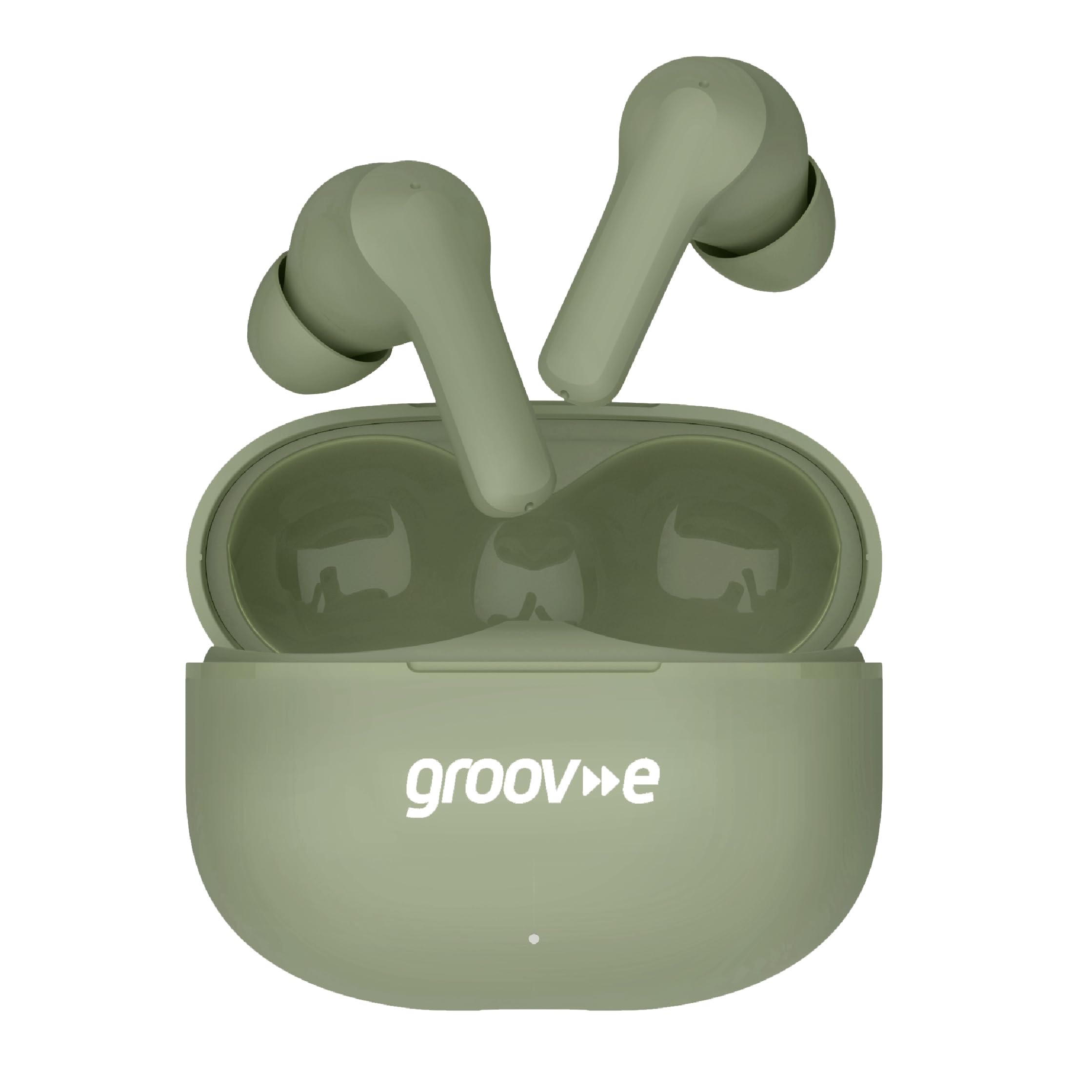 groov e Jive Buds True Wireless Earphones with Charging Case - Green - True Wireless Stereo, 15 Hours of Playback, Touch Control, Voice Assistant Support, Enjoy Music Anywhere
