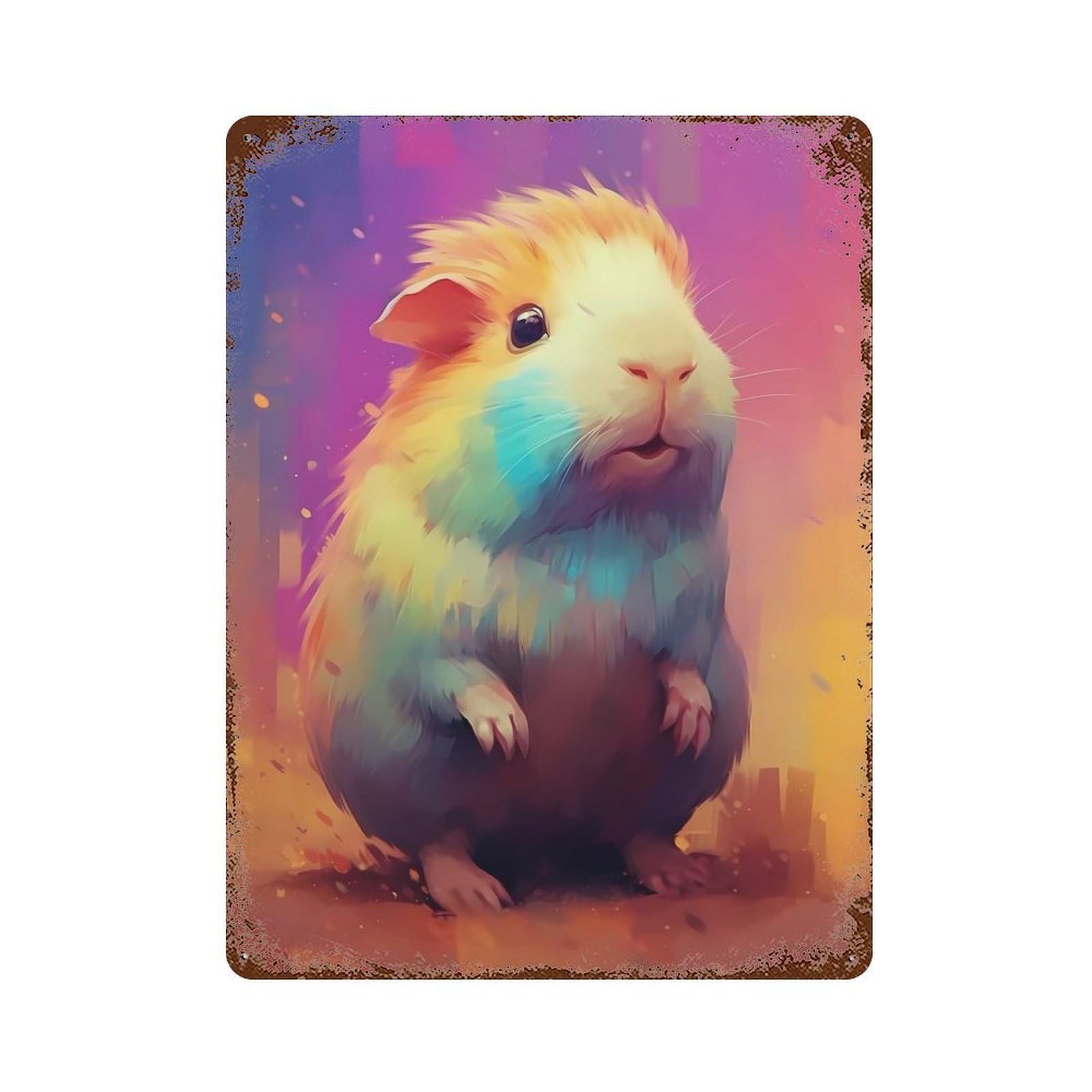 Rust Effect Guinea Pig Animal Vintage Rust Metal Sign 15.7"x11.8", Classic Wall Plaque for Shed, Workshop And Garage Wall Decor