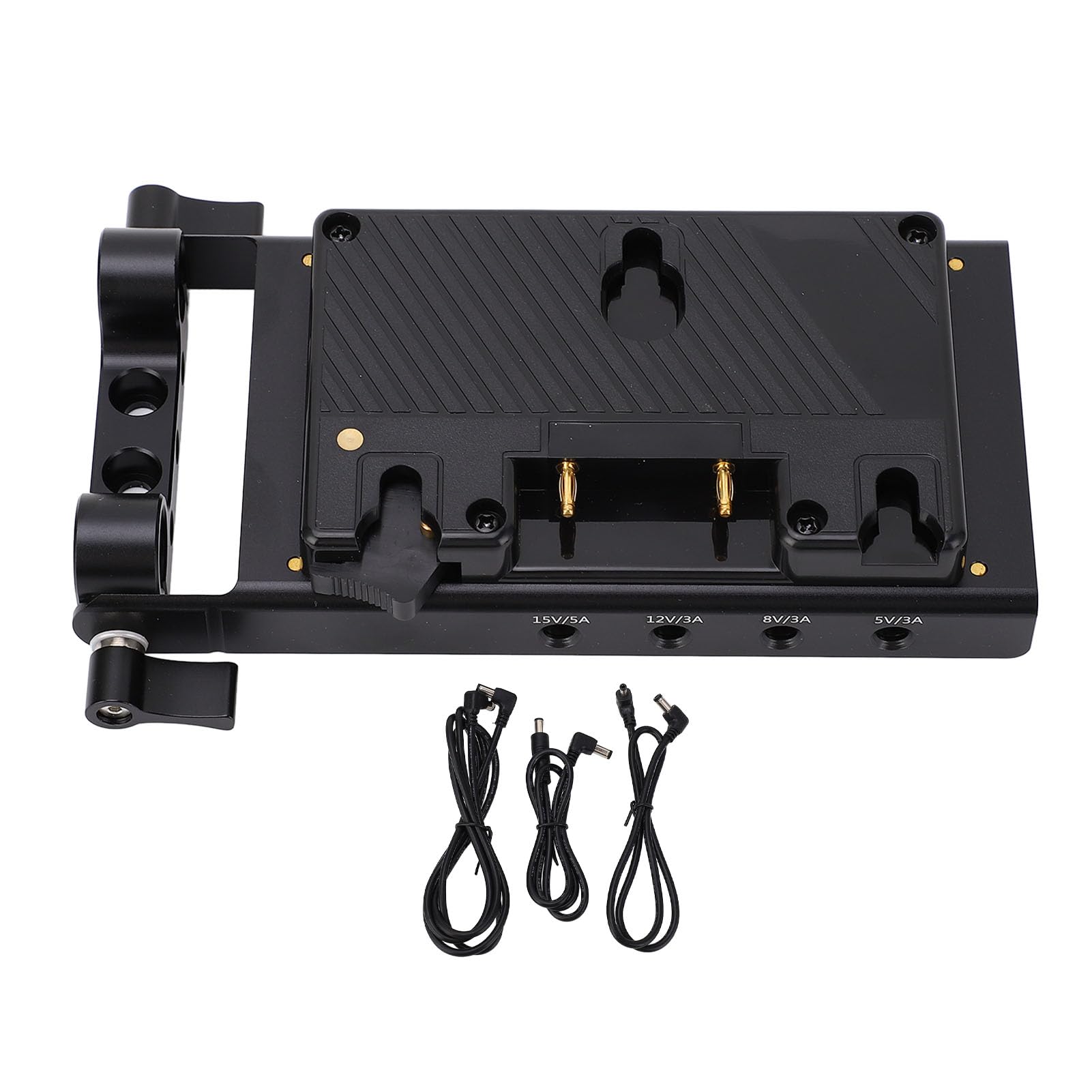 Placa Adaptadora Convertidora de Batería, D Tap 15 Mm Riel de Doble Orificio Abrazadera de Varilla Fija Placa Convertidora Adaptadora de Fuente de Alimentación, Salida USB Dual,