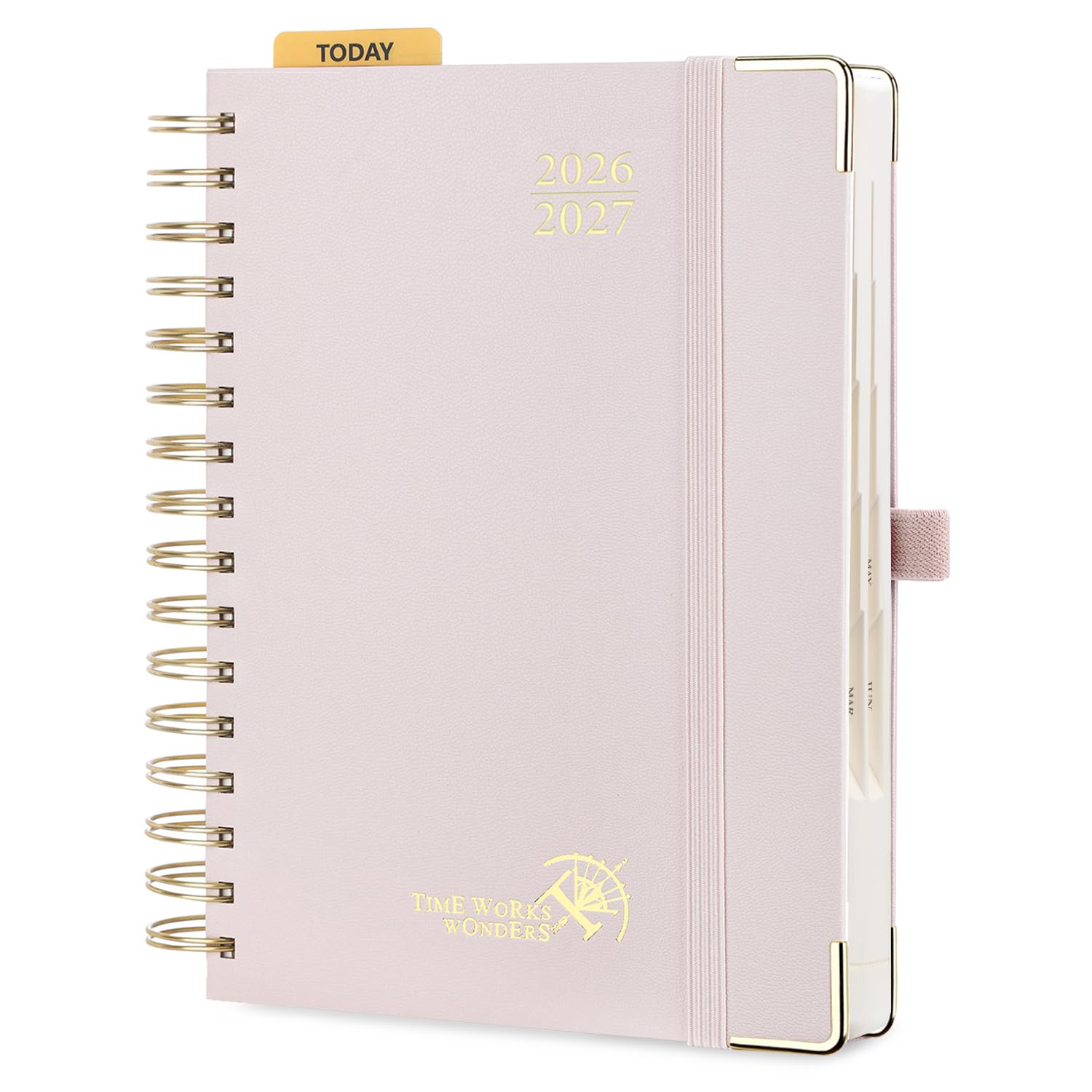 POPRUN 2026-2027 Academic Daily Planner One Page Per Day, 5.75" x 8.5" Agenda Calendar, July 2026 to June 2027, Hardcover Appointment Book with Hourly Time Slots, Spiral Bound, Monthly Tabs - Light
