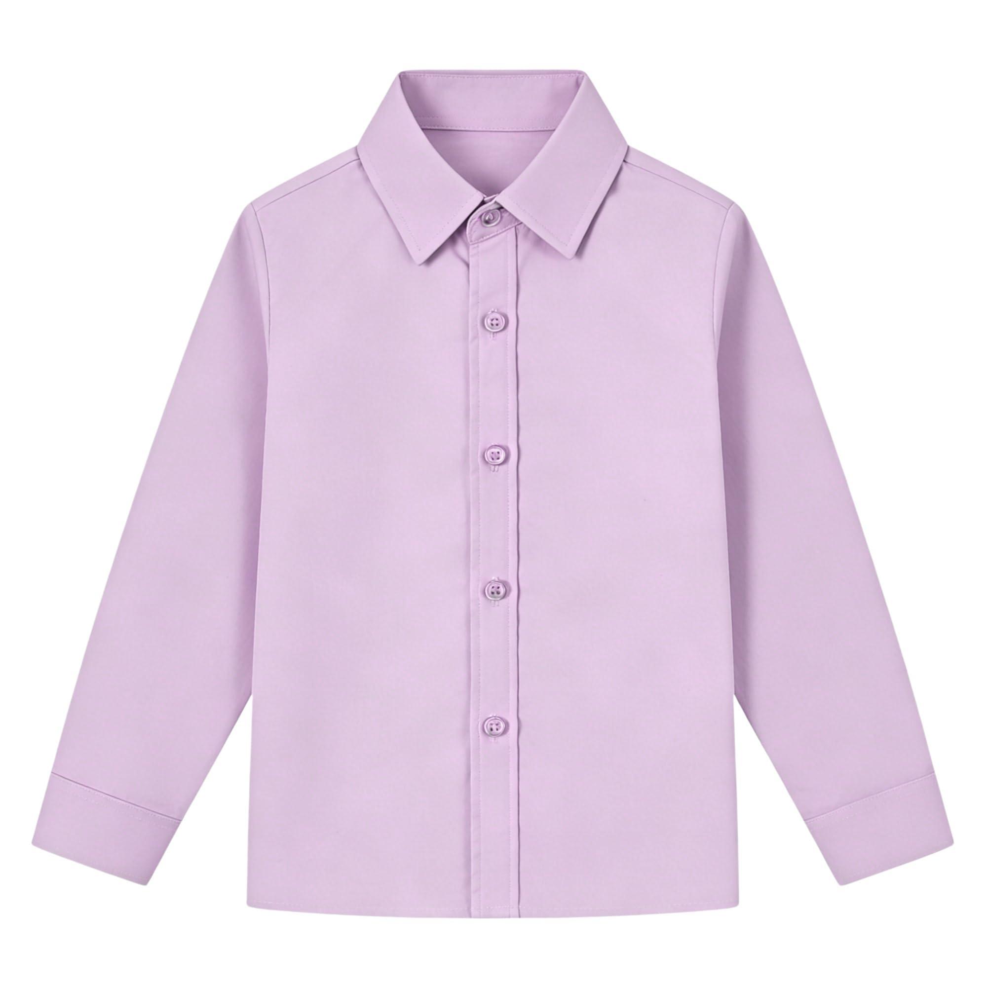 Boy's Long Sleeve Button-Down Shirt Kids Soild Collar Fashion Dress Shirts, Boys Short Sleeve Tops Size 2t-20