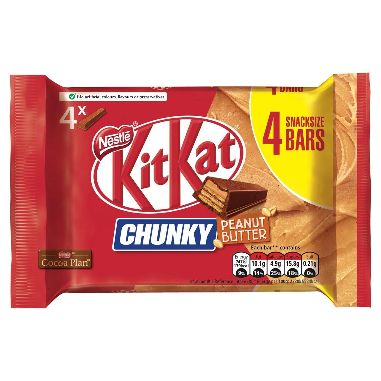 KitKat Chunky Peanut Butter Milk Chocolate Bar Multipack 4x34g 136g