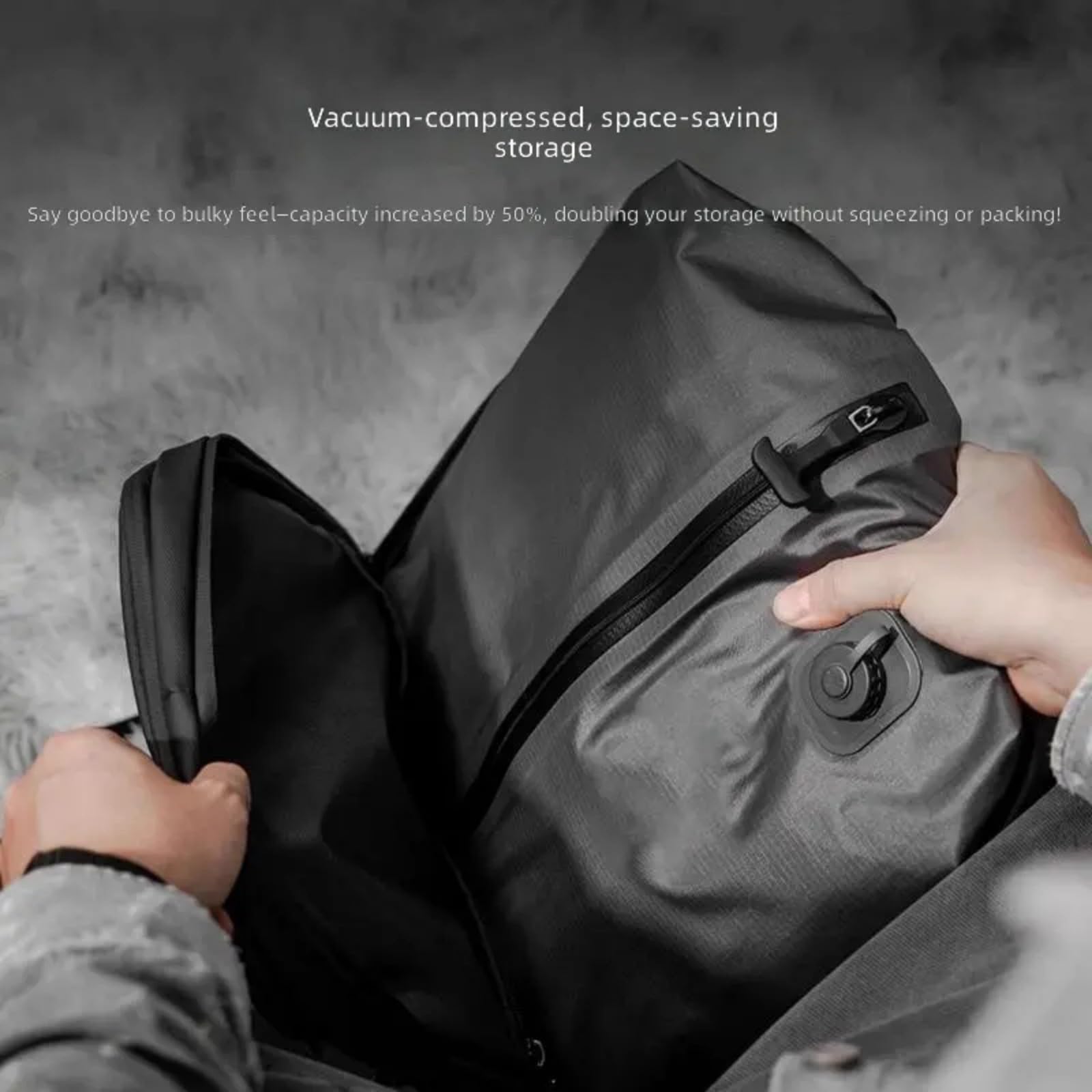 Sac de compression électrique pour valise, batterie intégrée 1000 mAh et fermeture éclair renforcée, organiseur sous vide type C