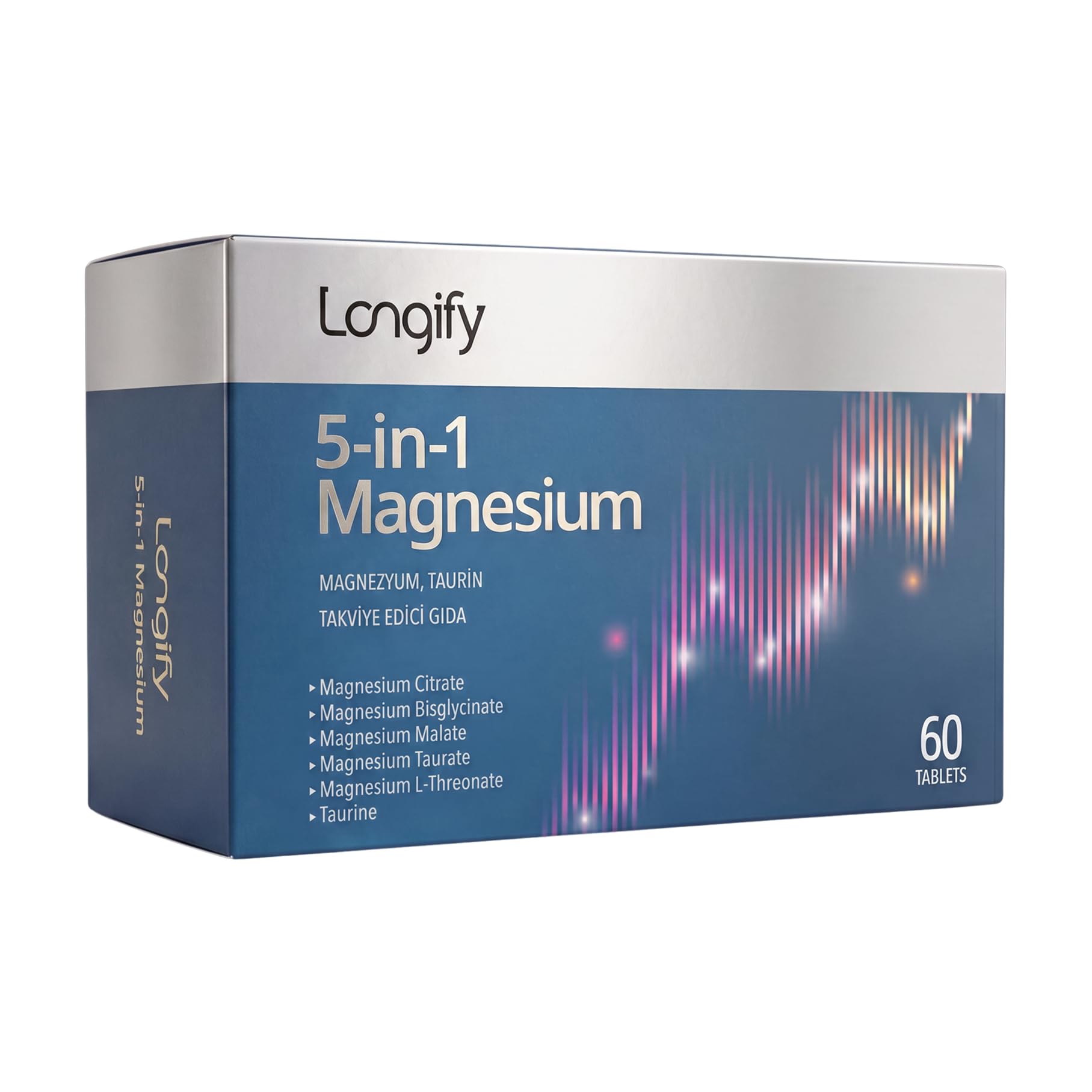 Longify 5-in-1 Magnesium; Magnezyum Bisglisinat, Sitrat,…