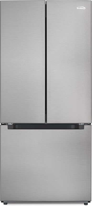 KoolMore KM-RERFDSS-18C 30-Inch and 18.5 cu. ft. Counter Depth French Refrigerator with Three Doors and Deep Freezer in Stainless-Steel, Silver