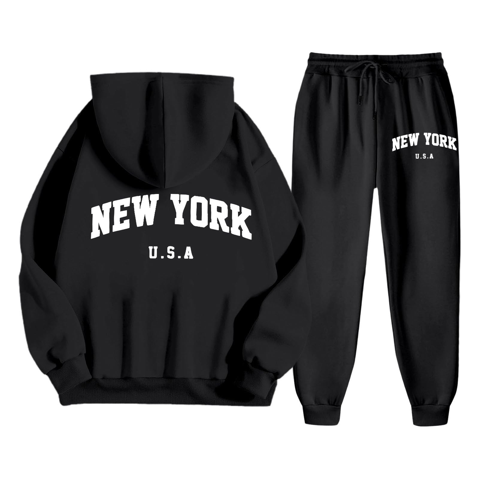 Tuta da jogging uomo 2 pezzi con cappuccio Y2K Hip Hop Fitness
