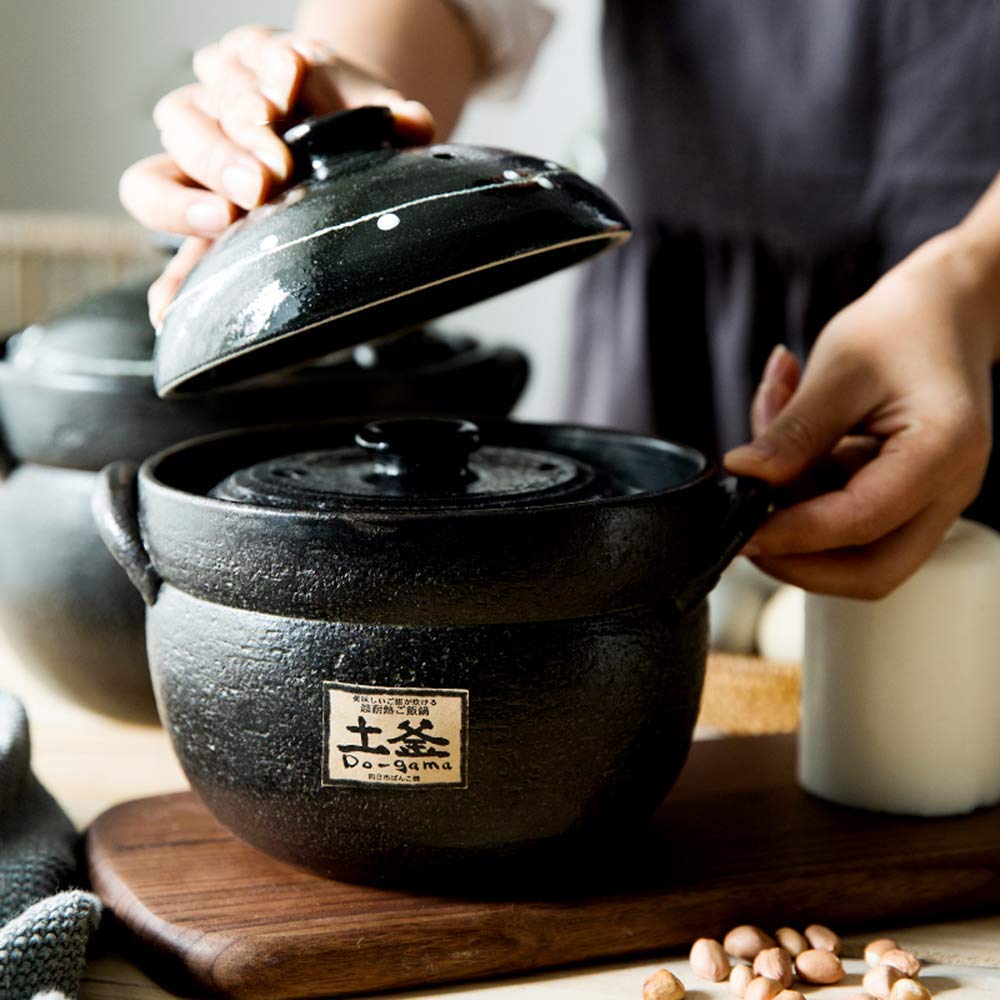 Kochtopf, Reistopf aus Steingut, japanischer Reiskocher aus Stein, Schmortopf für den Herd, Hot Pot, Keramik-Auflaufform mit Deckel, hitzebeständiger Suppentopf für Dampf