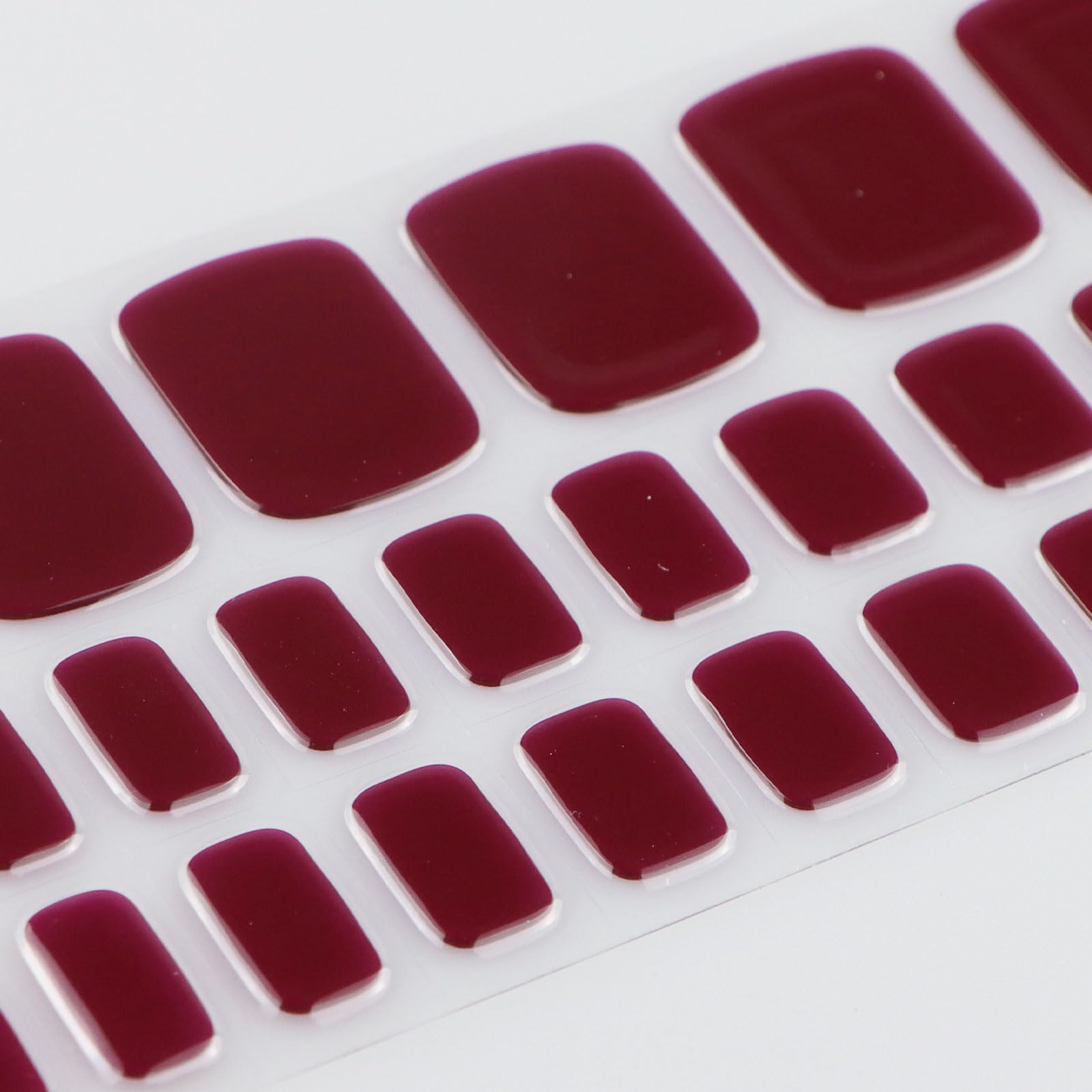 JMEOWIO Gel Toenail Stickers Wine Red Semi Cured Gel Toenail Strips Wraps UV/LED Toenail Supplies Toenail Art Design Decoration Accessories - Image 4