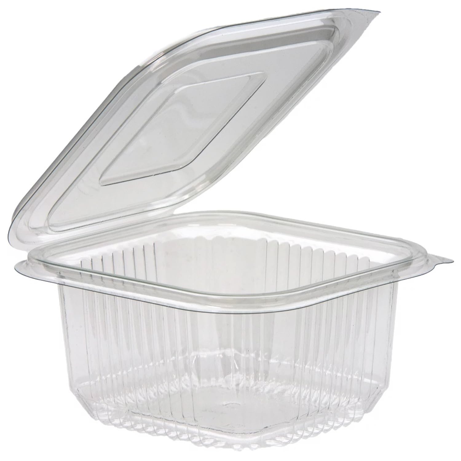 [100 Pack] Clear Plastic Hinged Take Out Containers Disposable Clamshell Food Cake Containers with Lids (4.3 x 4.9 x 2.2 inch) Best for Dessert, Cakes, Cookies, Salads, Sandwiches (375cc)