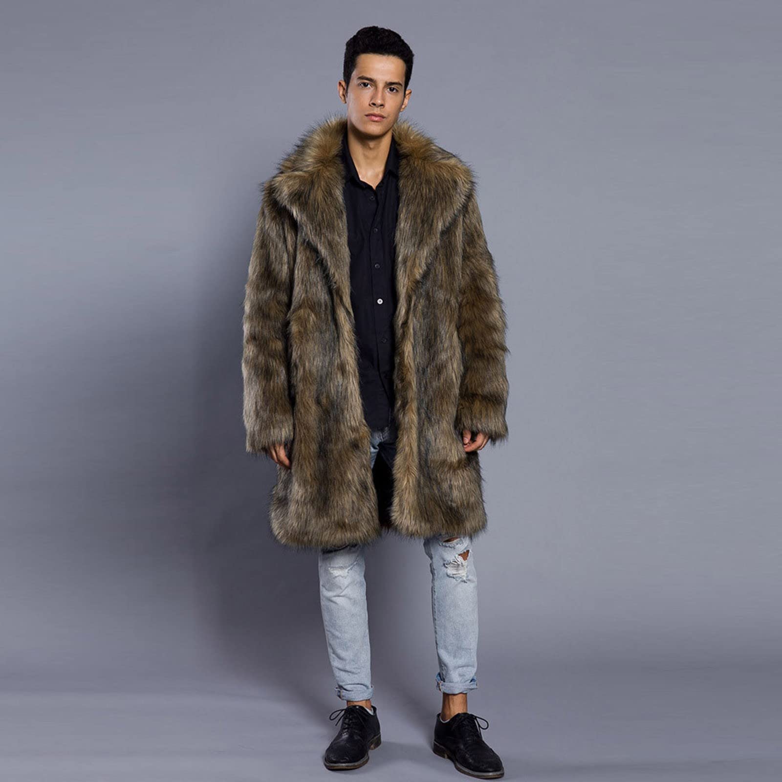 Männer Warme Verdickung Mantel Jacke Langer Mantel Jacke Kunstpelz Outwear Strickjacke Mode Solide Warme Lässige Wintermäntel