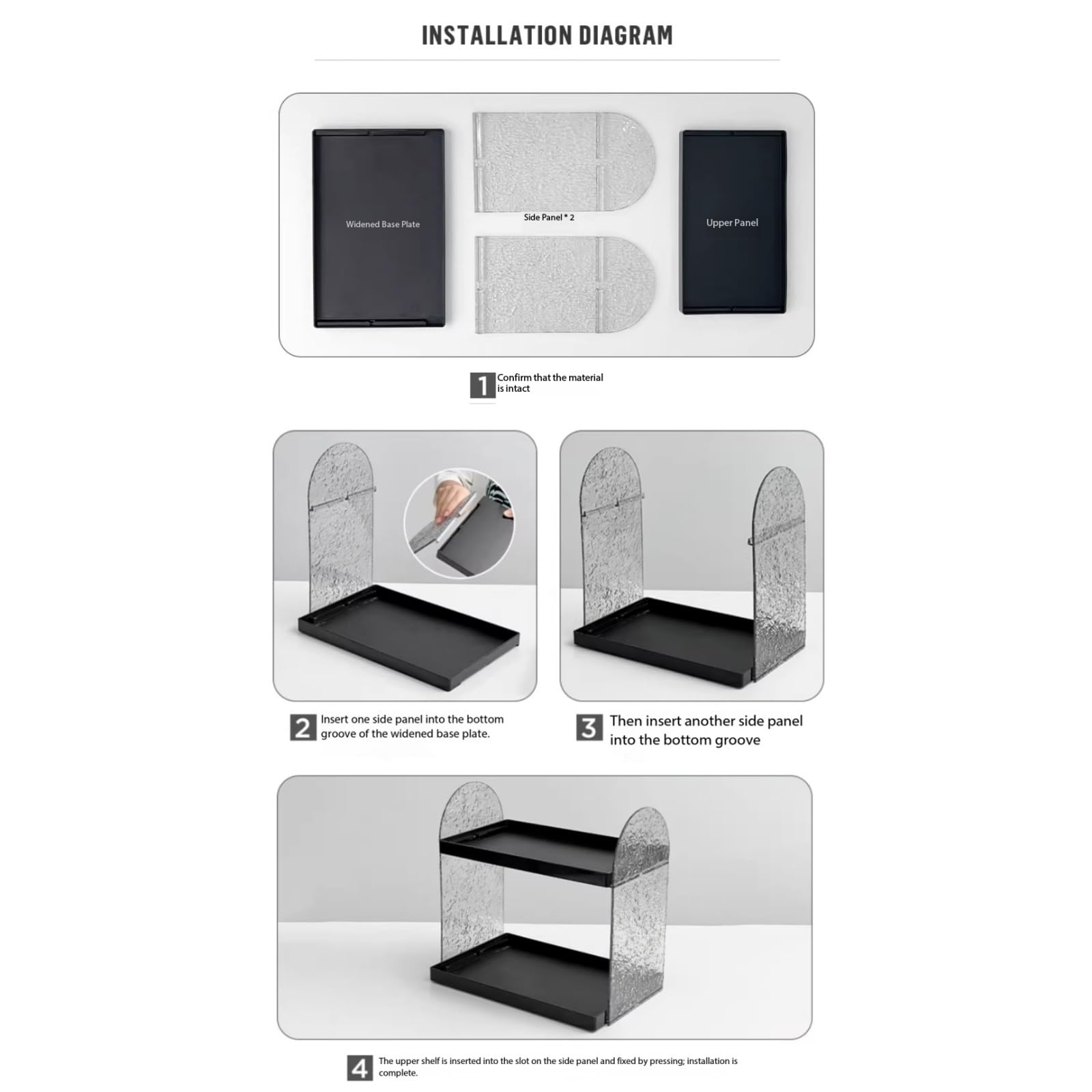 B3F7M4R9J2 Porta Tazze Coffee cup storage pantry bar counter acrylic holder double-layer tray(Nero)