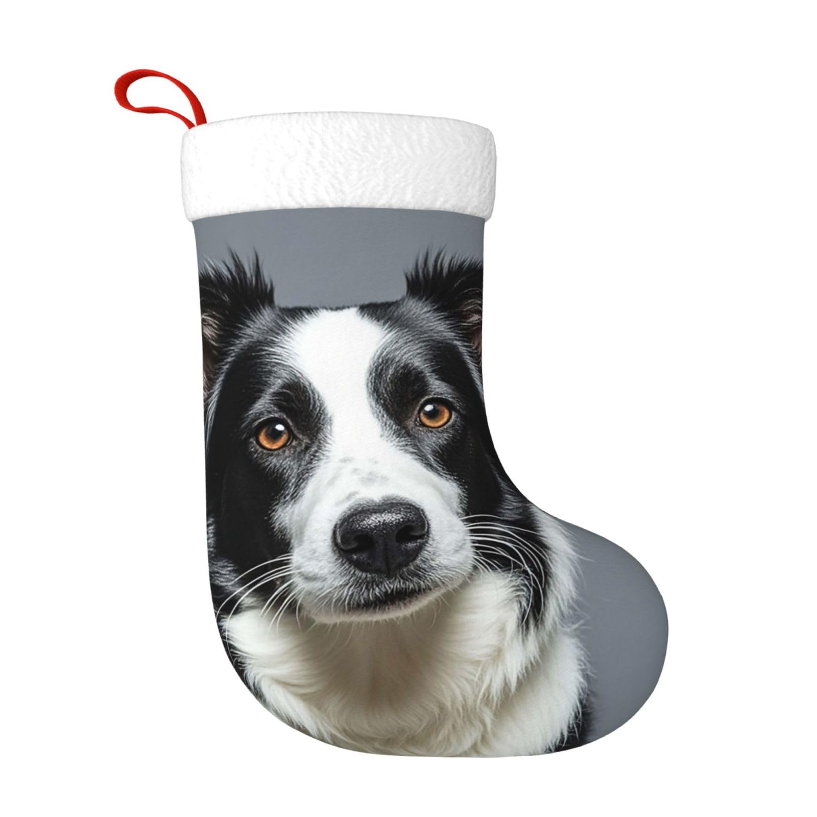 Cowmghldfl Women's Border Collie Christmas Stockings 18 Inch Personalized Xmas Large Stocking Christmas Stockings Hanging Xmas Stocking For Fireplace