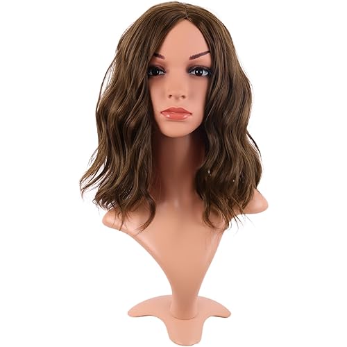 MapofBeauty 14 Inch/35 cm Bob Wavy Short Curly Body Wave Cosplay Anime Synthetic Hair Party Wig (Brown)