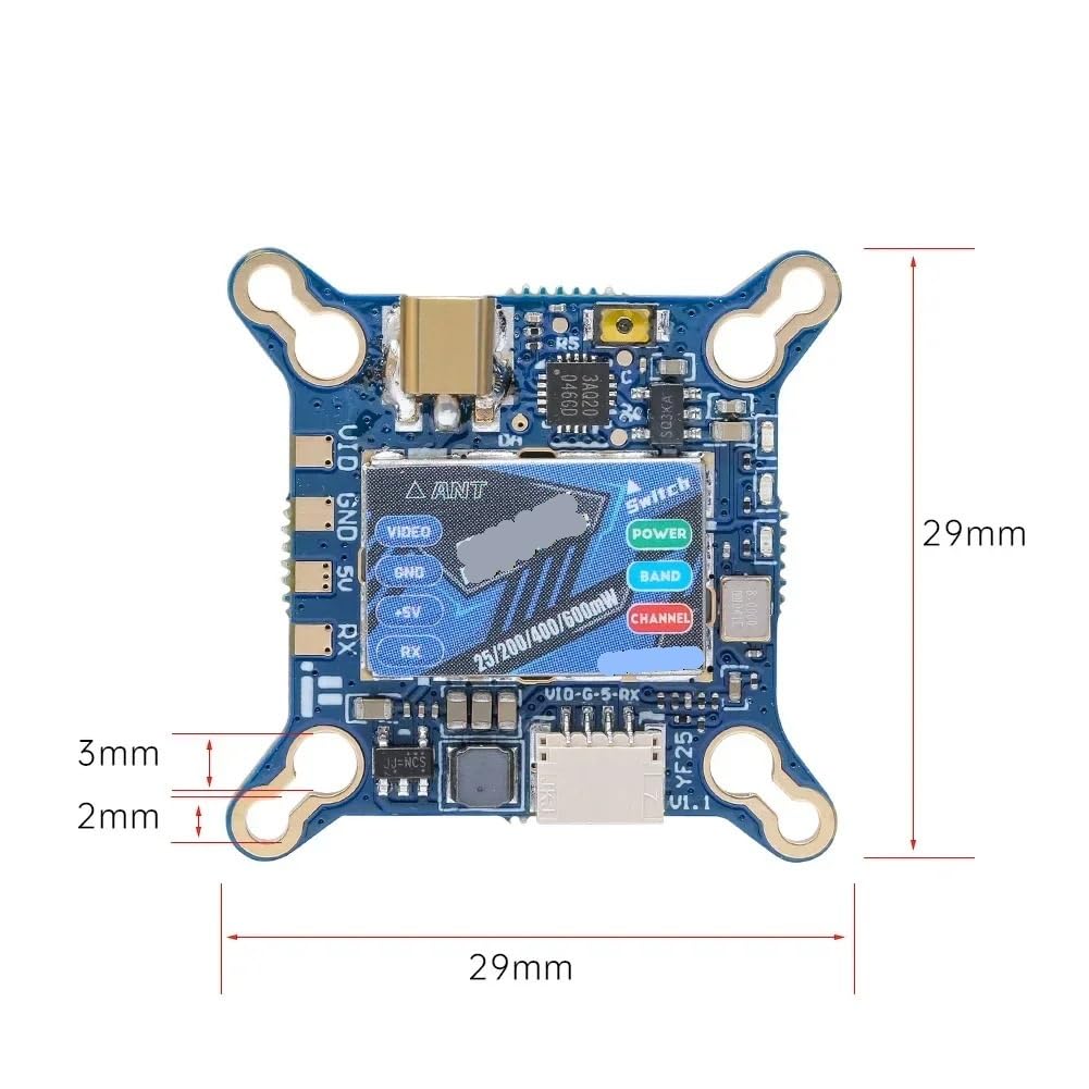 BLITZ Force VTX 5,8 GHz ze złączem MMCX regulowana moc PIT 25 mW 200 mW 400 mW 600 mW pasuje do drona RC FPV