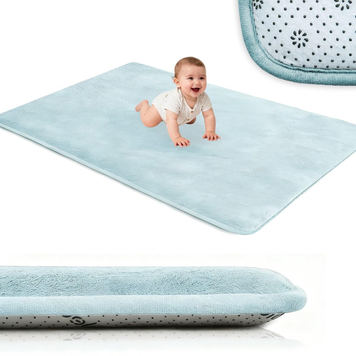 Voxirum 3cm Thick Baby Play Mat for Floor, Extra Soft Activity Floor Mat with Non-Slip Backing for Infant, Kids and Toddler Crawling, and Perfect Carpets for Yoga, Exercise Light Blue, 40 x 60 cm