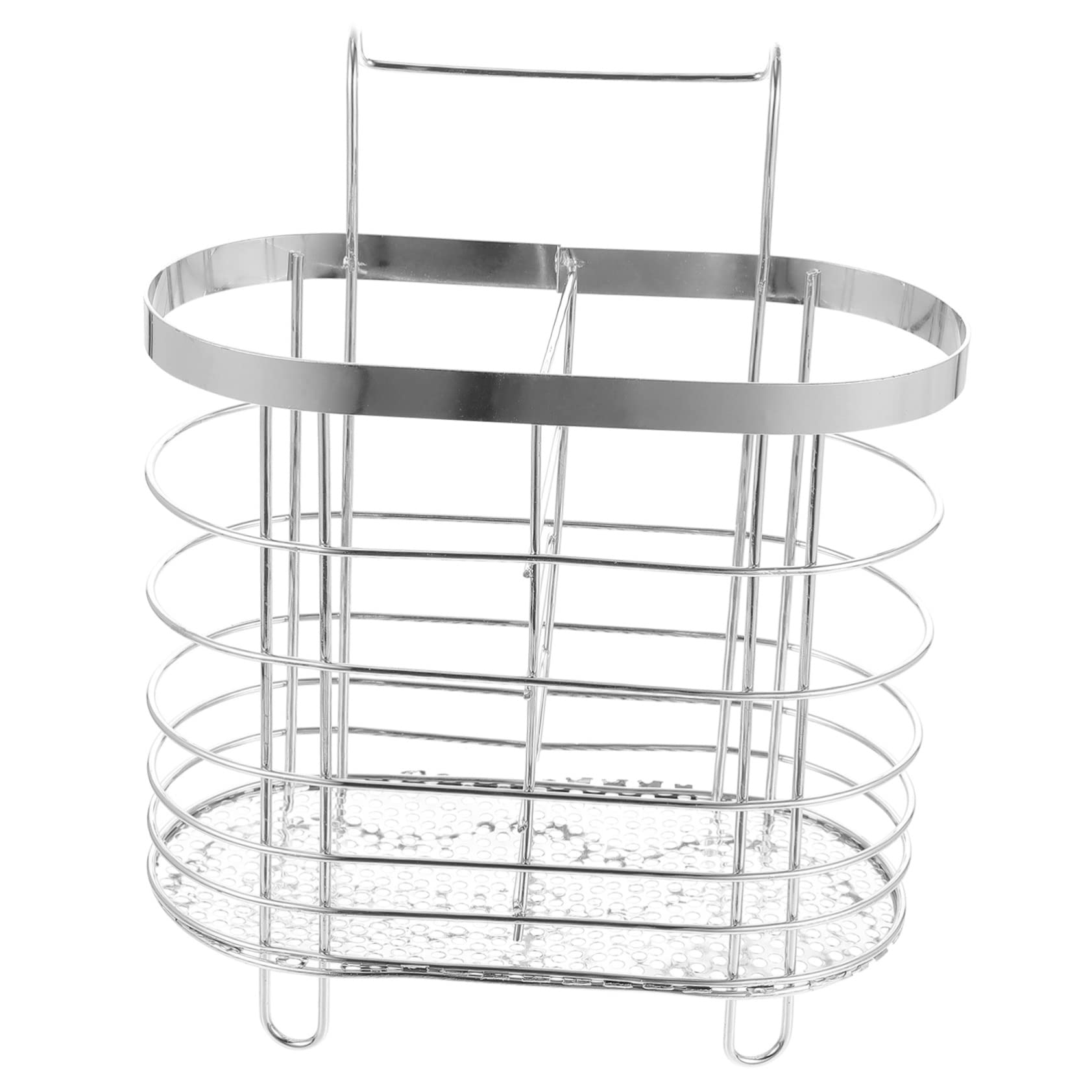 Unomor 2pcs Stainless Steel Chopsticks Holder Cutlery Organizer Chopsticks Storage Basket Hanging Chopstick Holder Cutlery Draining Holder Double-grid Chopstick Organizer Flatware Silver